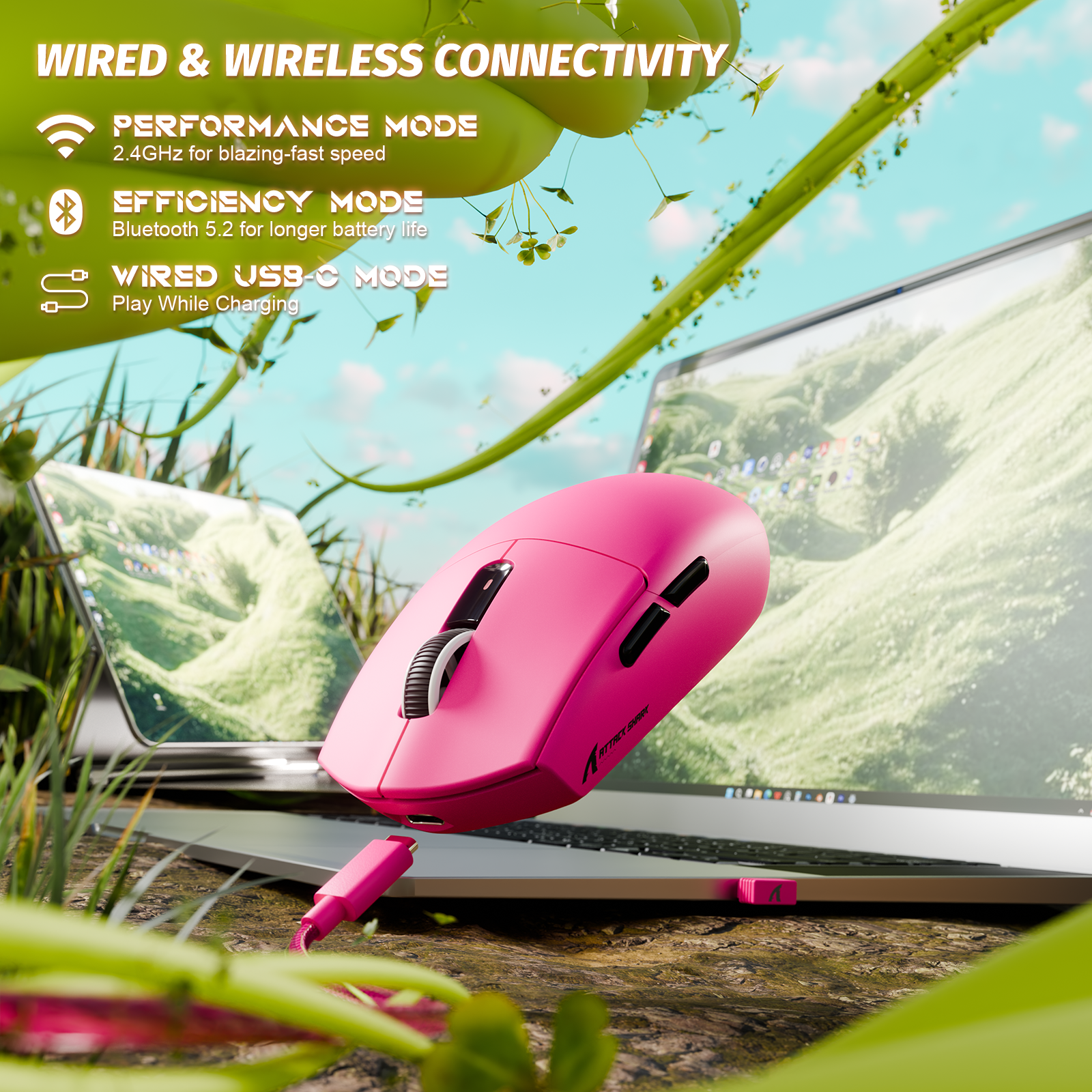 ATTACK SHARK G3 Mouse da Gaming Wireless Tri-mode 25000 DPI Ultra Leggero