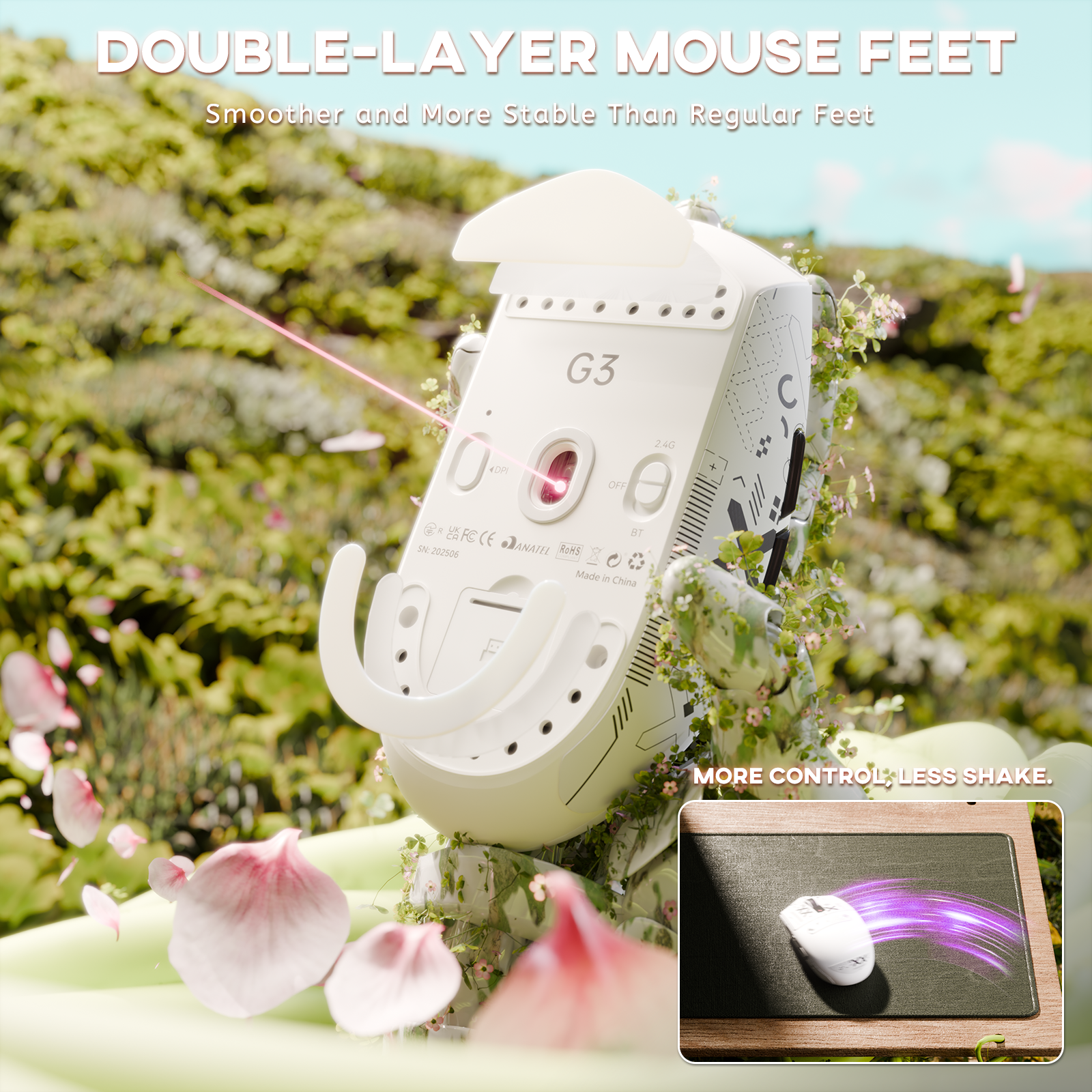 ATTACK SHARK G3 Mouse da Gaming Wireless Tri-mode 25000 DPI Ultra Leggero