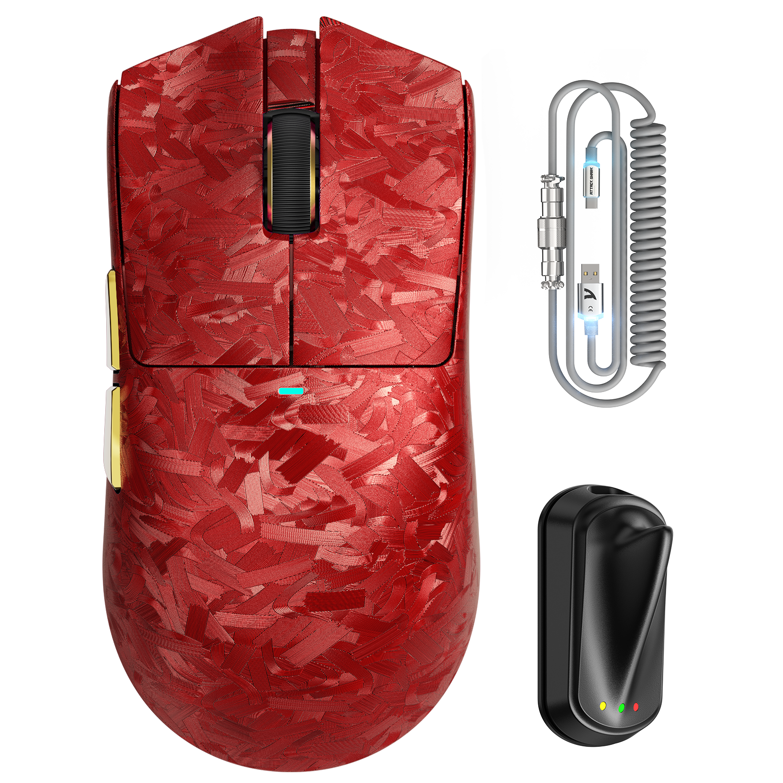 Mouse da gioco wireless ATTACK SHARK X11 ULTRA in fibra di carbonio con cavo LED C06 Ultra