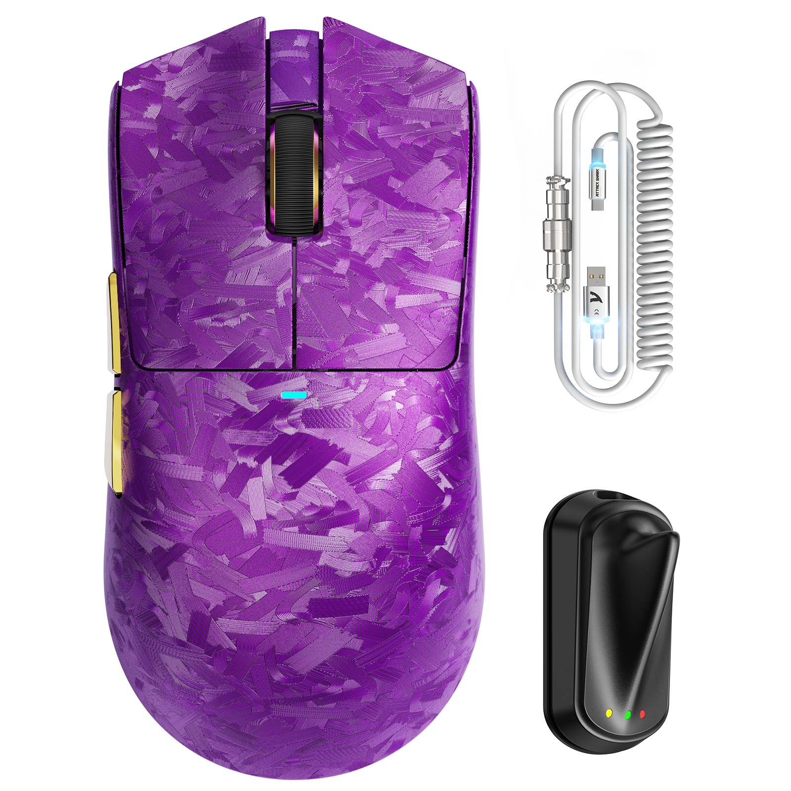 Mouse da gioco wireless ATTACK SHARK X11 ULTRA in fibra di carbonio con cavo LED C06 Ultra