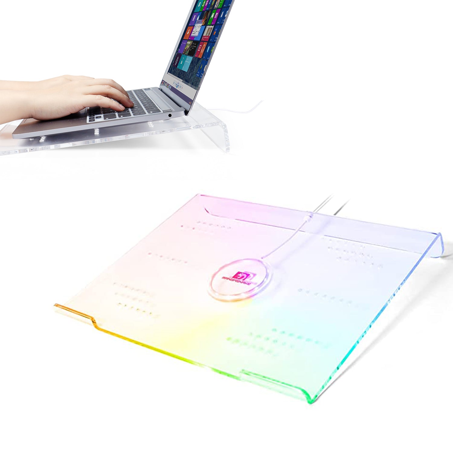 ATTACK SHARK X MAMBASNAKE clear acrylic laptop riser with 366 RGB lighting and ventilation
