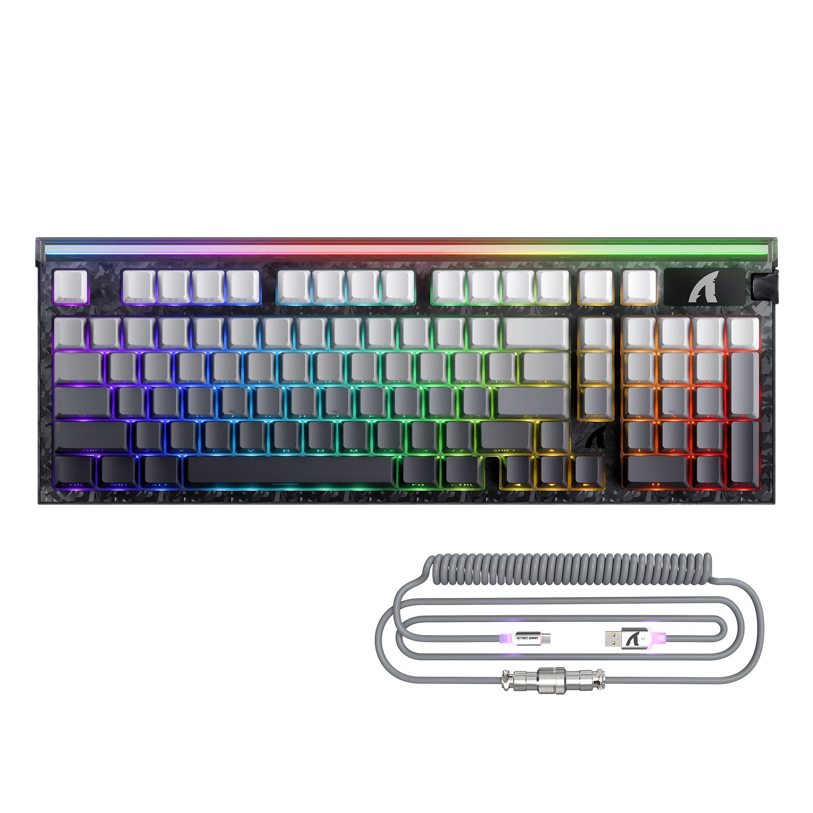 Tastiera con cavo ATTACK SHARK R98 HE in fibra di carbonio, interruttore magnetico a scatto rapido cablato con cavo avvolto Ultra RGB C01