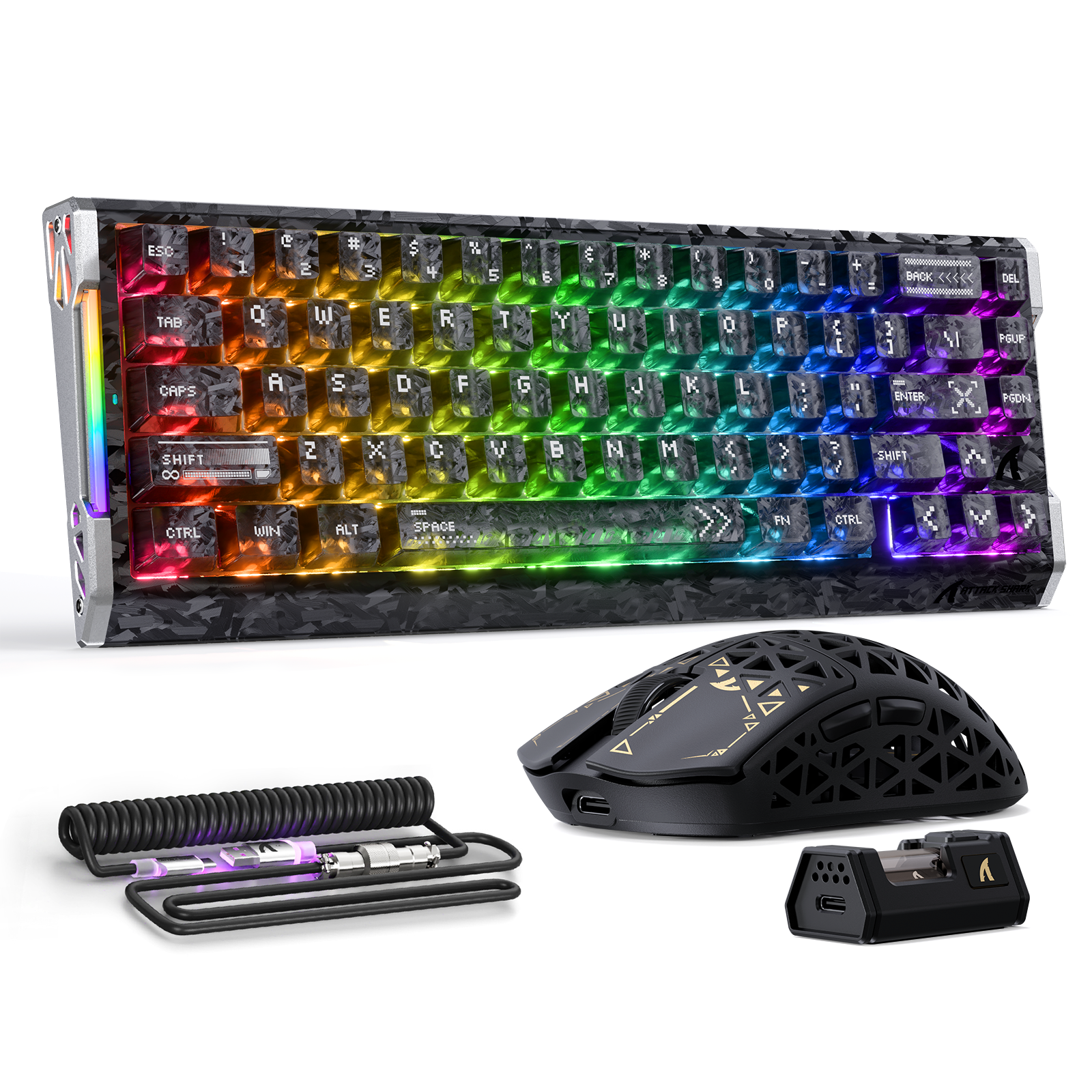 ATTACK SHARK R68 HE & R5 ULTRA Bundle Gaming in Fibra di Carbonio con Cavo Avvolto C01 ULTRA