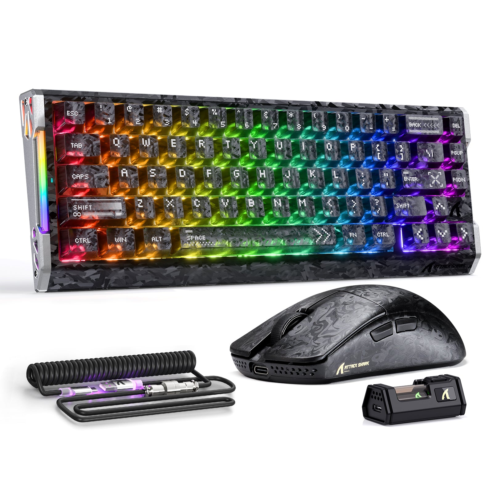 ATTACK SHARK R68 HE & R11 ULTRA Bundle da gioco in fibra di carbonio con cavo a spirale C01 ULTRA