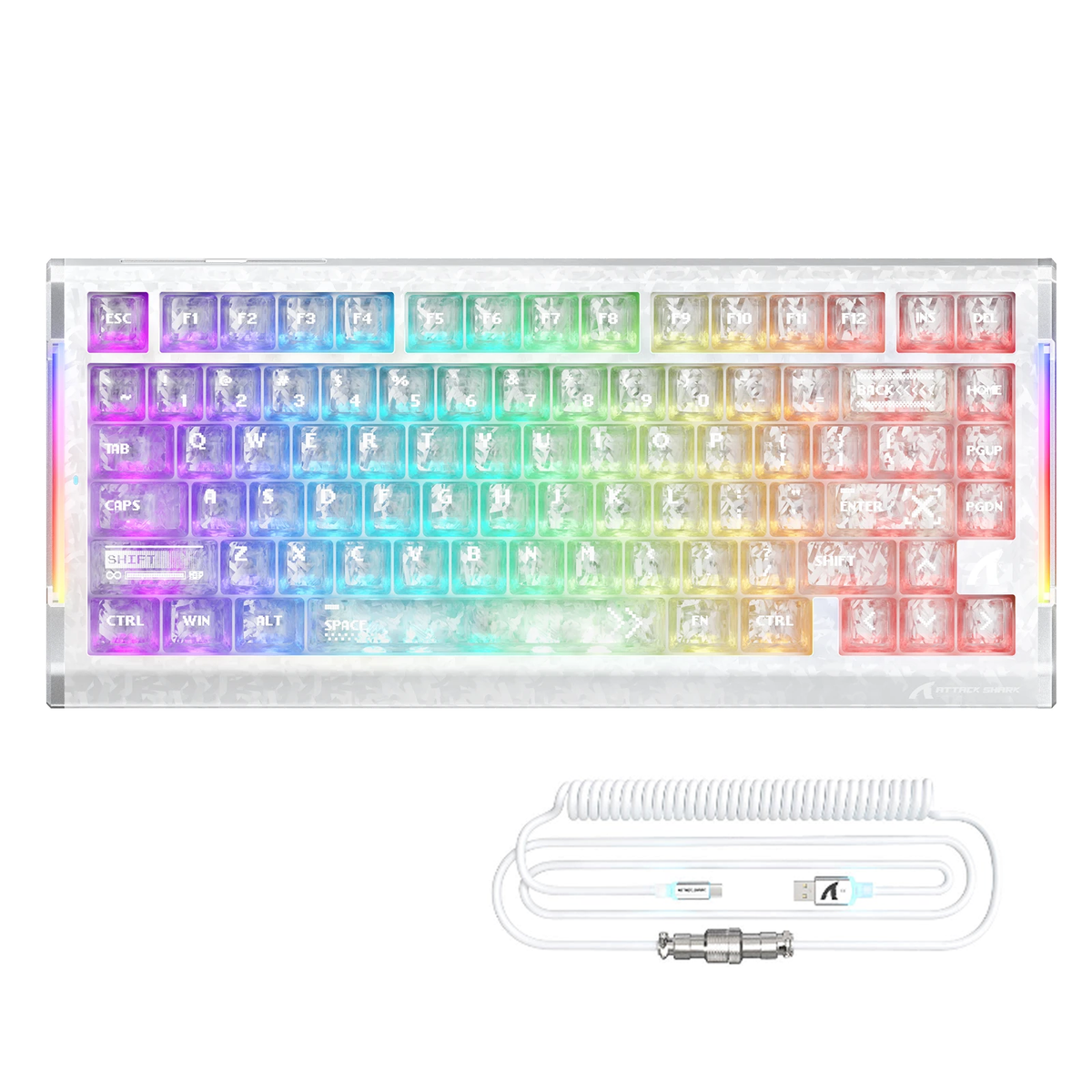 ATTACK SHARK R86 HE Carbon Fiber Wired Rapid Trigger Magnetic Switch Gaming Keyboard con cavo spiralato RGB C01 ULTRA