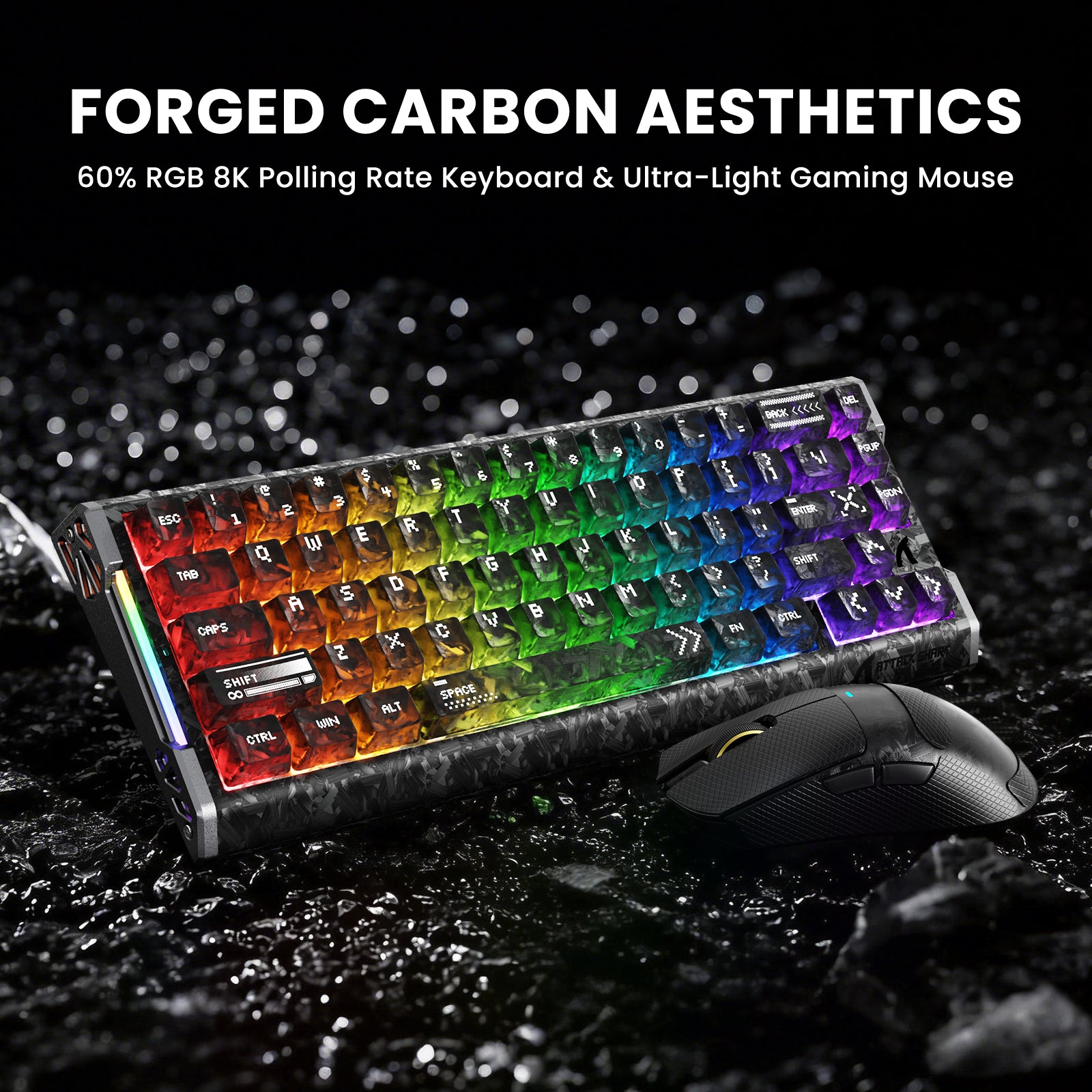 ATTACK SHARK R68 HE & X11 ULTRA Bundle Gaming in Fibra di Carbonio con Cavo Avvolto C01 ULTRA