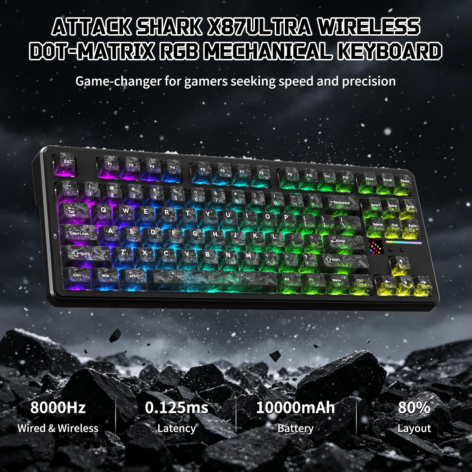 ATTACK SHARK X87 ULTRA Tastiera meccanica wireless con ricevitore wireless 8K