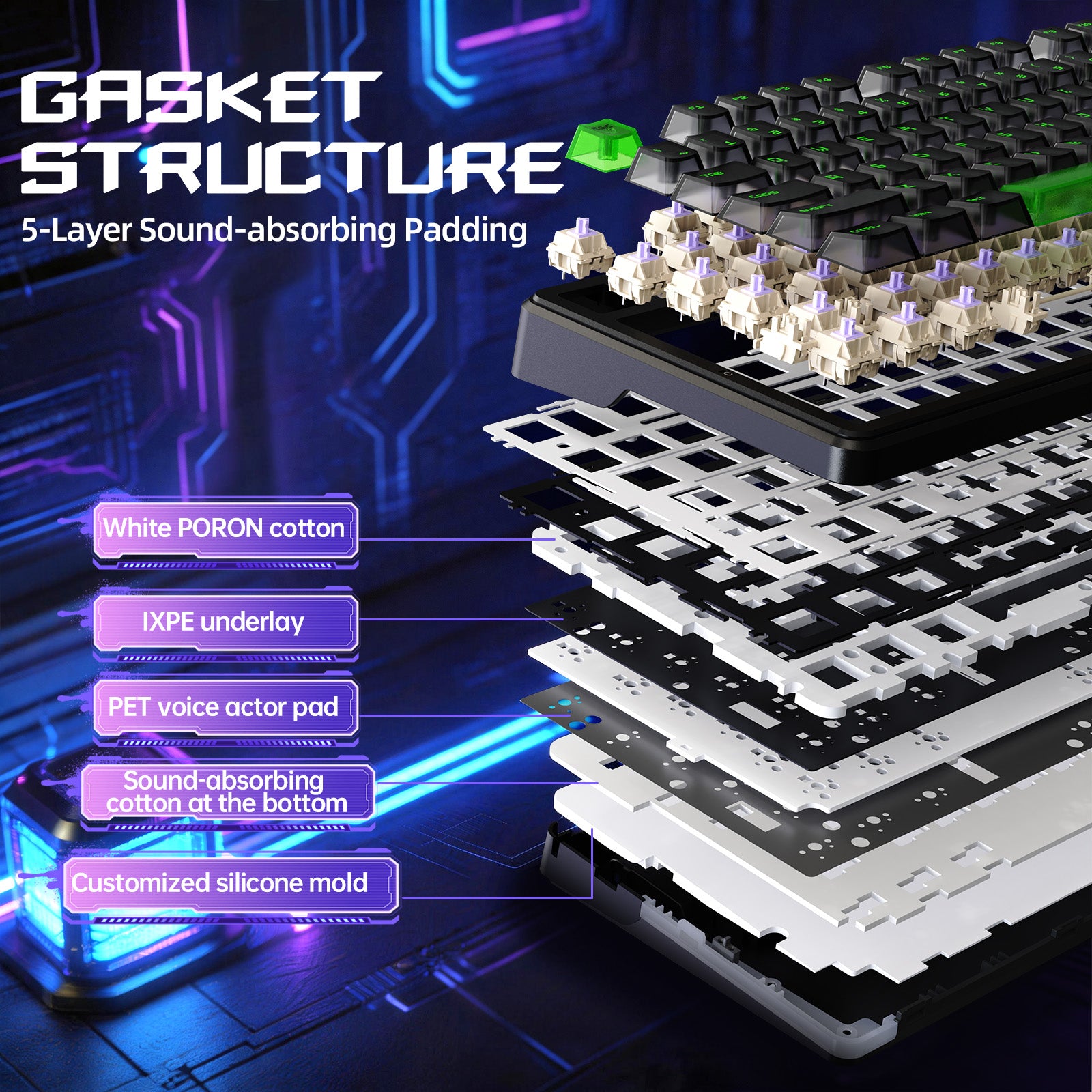 ATTACK SHARK X87 ULTRA Tastiera da gioco wireless con ricevitore 8KHz e cavo a spirale RGB