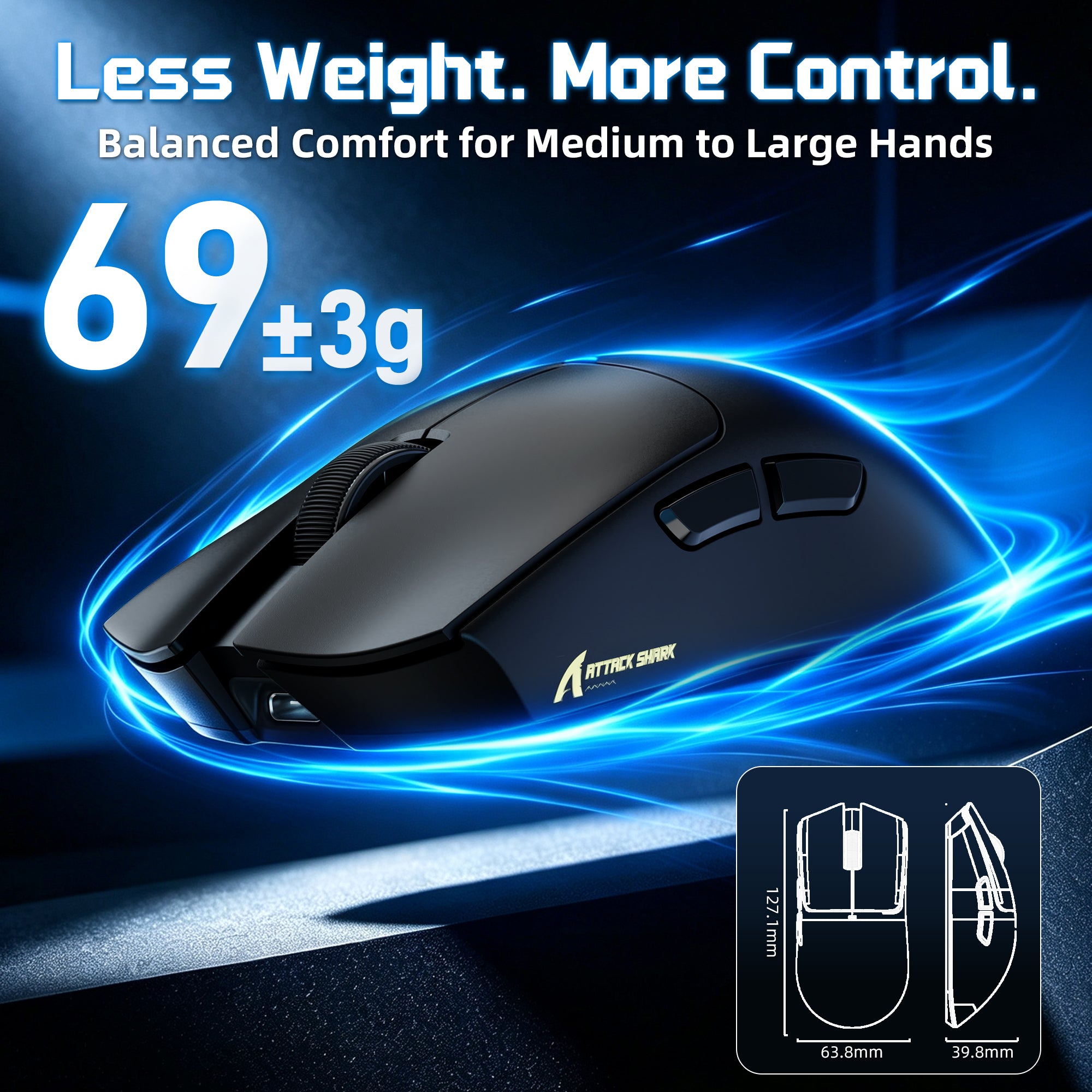 Mouse da gioco wireless ATTACK SHARK X11 PRO V2 con dock di ricarica e display TFT