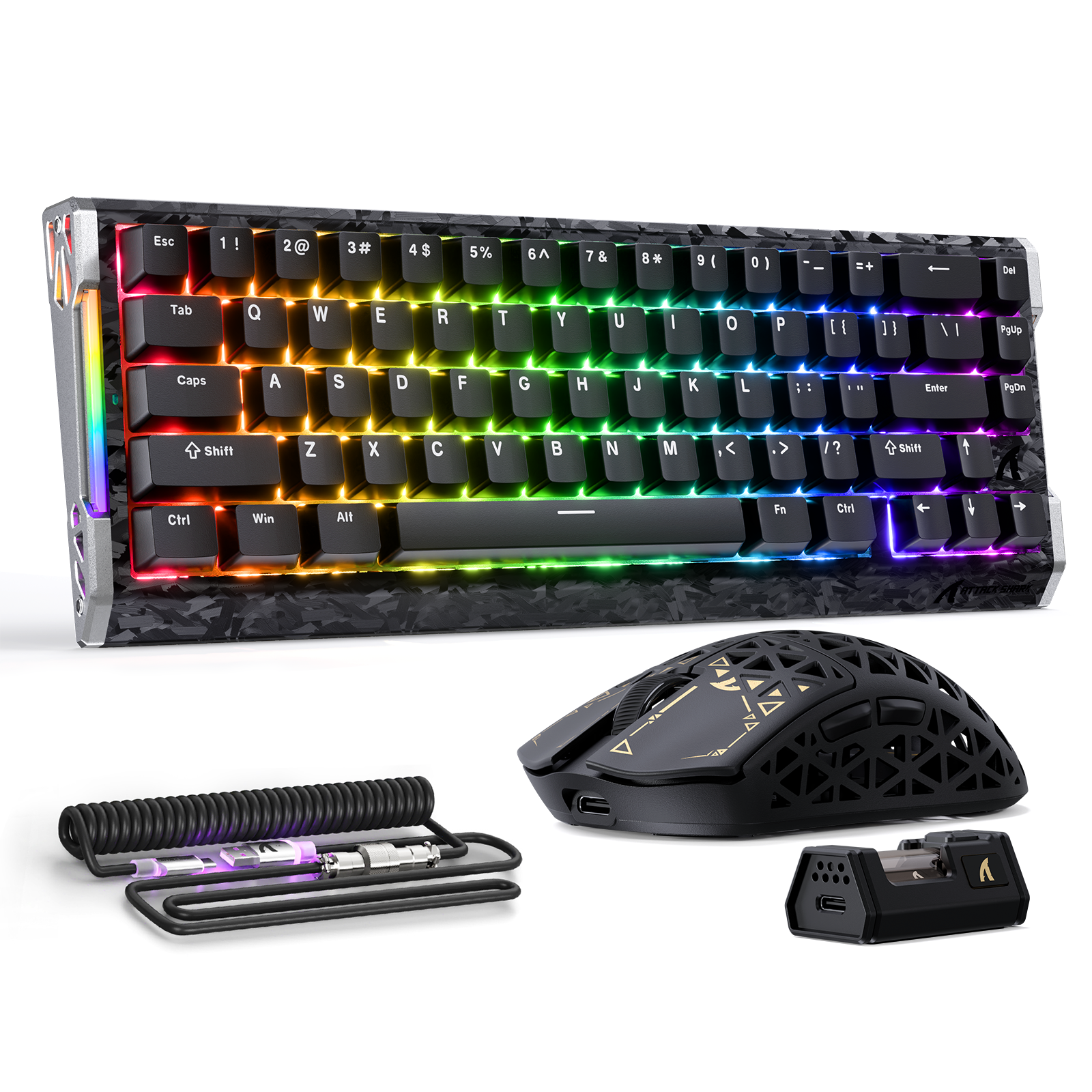 ATTACK SHARK R68 HE & R5 ULTRA Bundle Gaming in Fibra di Carbonio con Cavo Avvolto C01 ULTRA