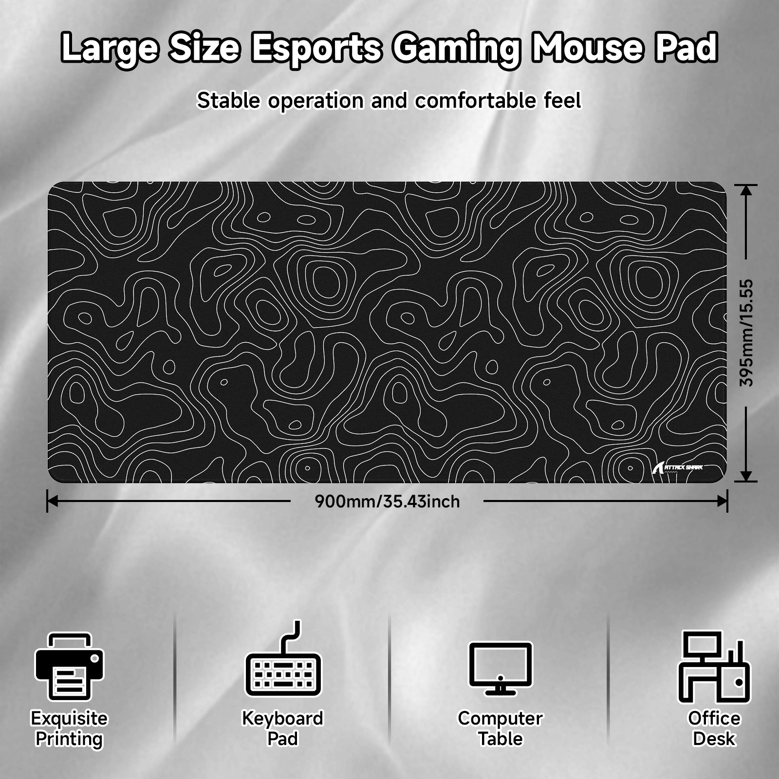 ATTACK SHARK CM02PRO Mousepad da gioco eSport (900x400x4 MM)