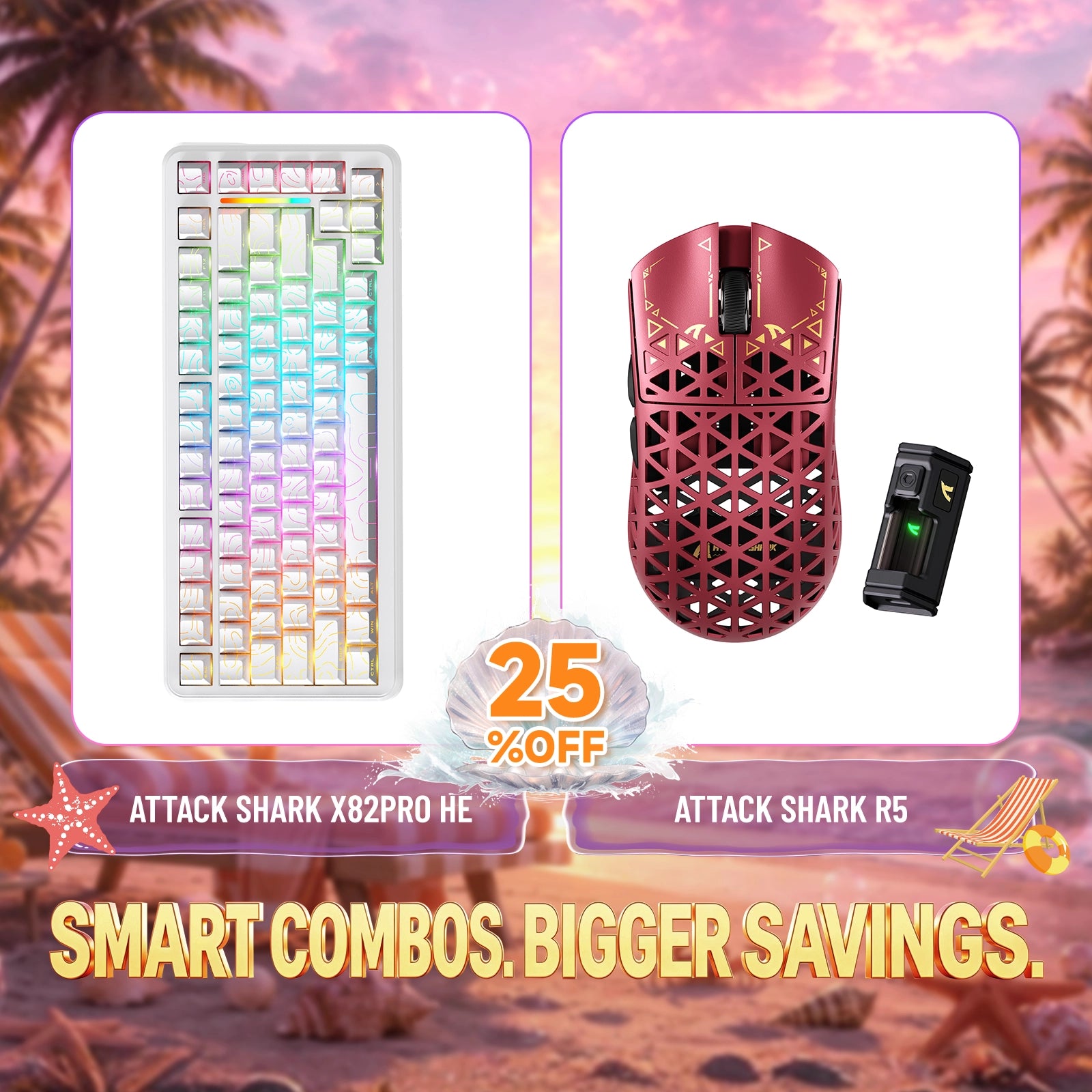 ATTACK SHARK X82PRO HE Tastiera Rapid Trigger + Mouse da Gaming Wireless in Fibra di Carbonio R5 Bundle