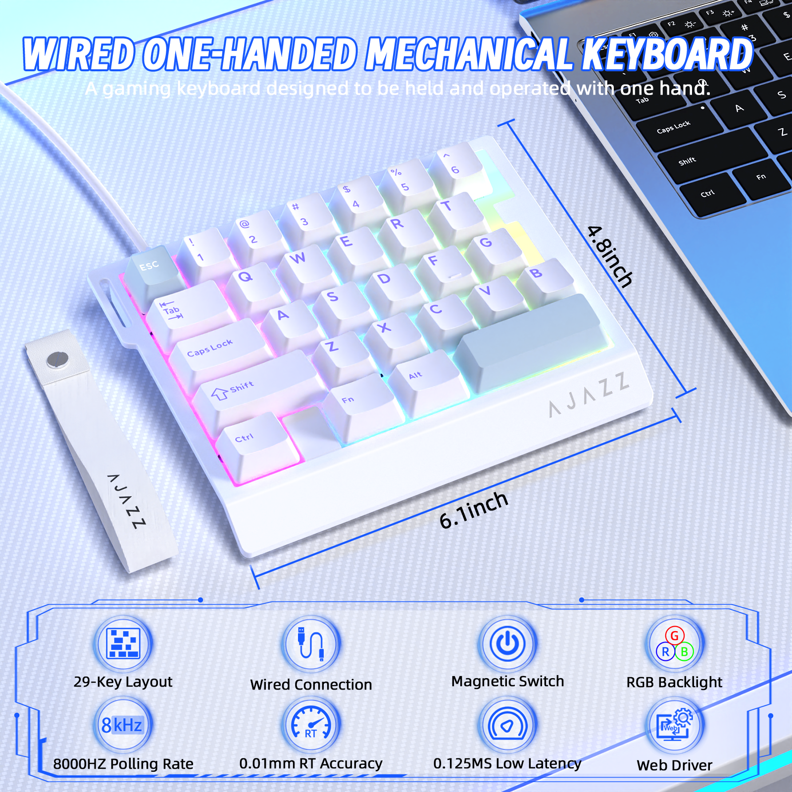 ATTACK SHARK X AJAZZ AK029 Tastiera da Gioco Cablate Monomanuale