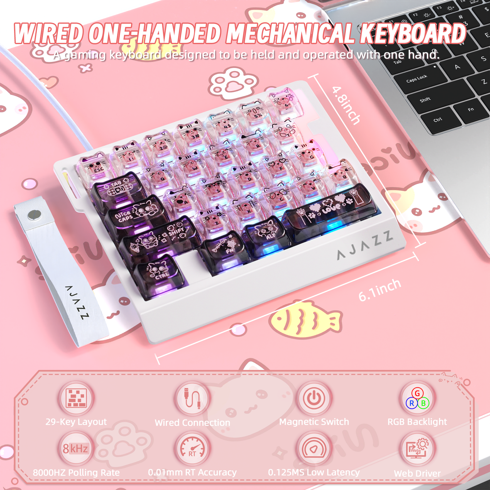 ATTACK SHARK X AJAZZ AK029 Tastiera da Gioco Cablate Monomanuale