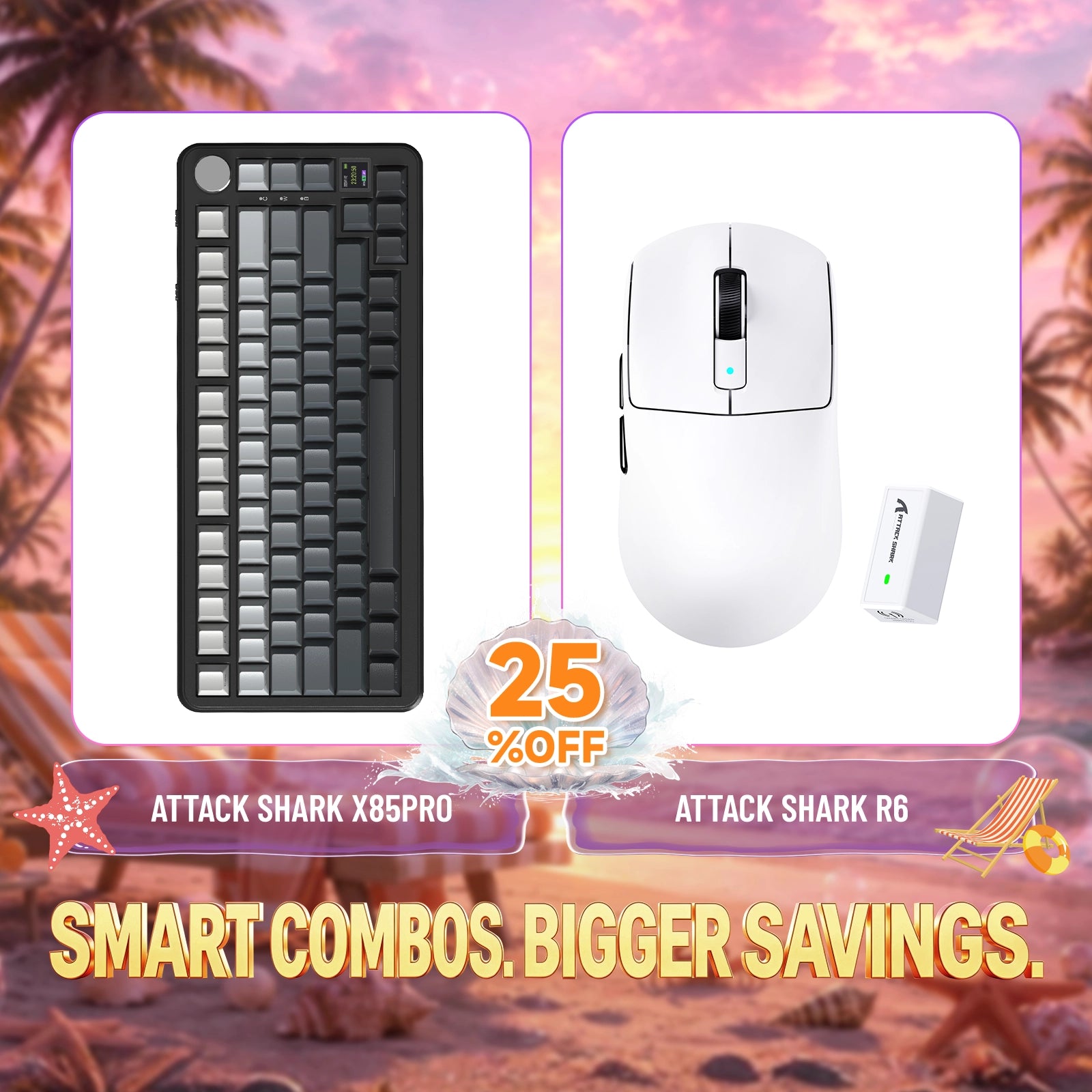 ATTACK SHARK X85PRO mechanical keyboard and R6 wireless gaming mouse bundle with 25% off