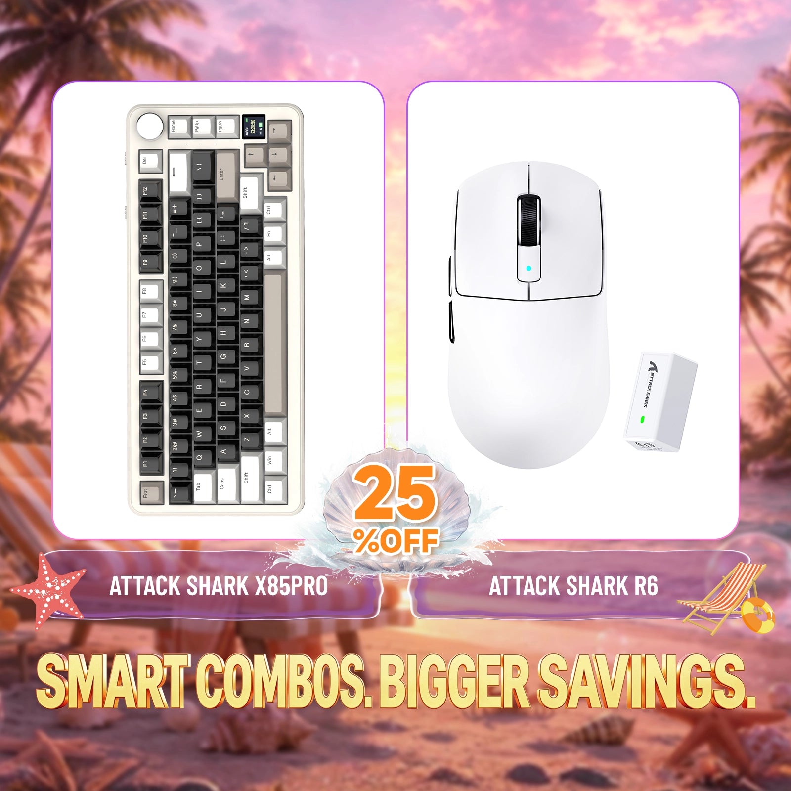 ATTACK SHARK X85PRO mechanical keyboard and R6 wireless gaming mouse bundle with 25% off
