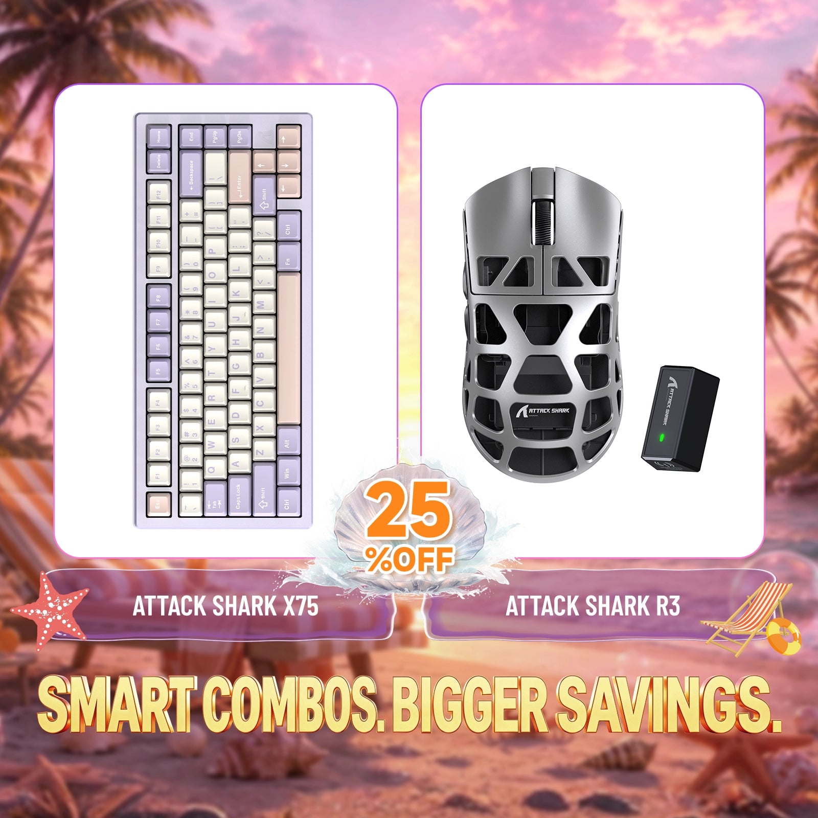 ATTACK SHARK X75 Tastiera in Alluminio Completo + Mouse da Gaming in Lega di Magnesio R3 Bundle