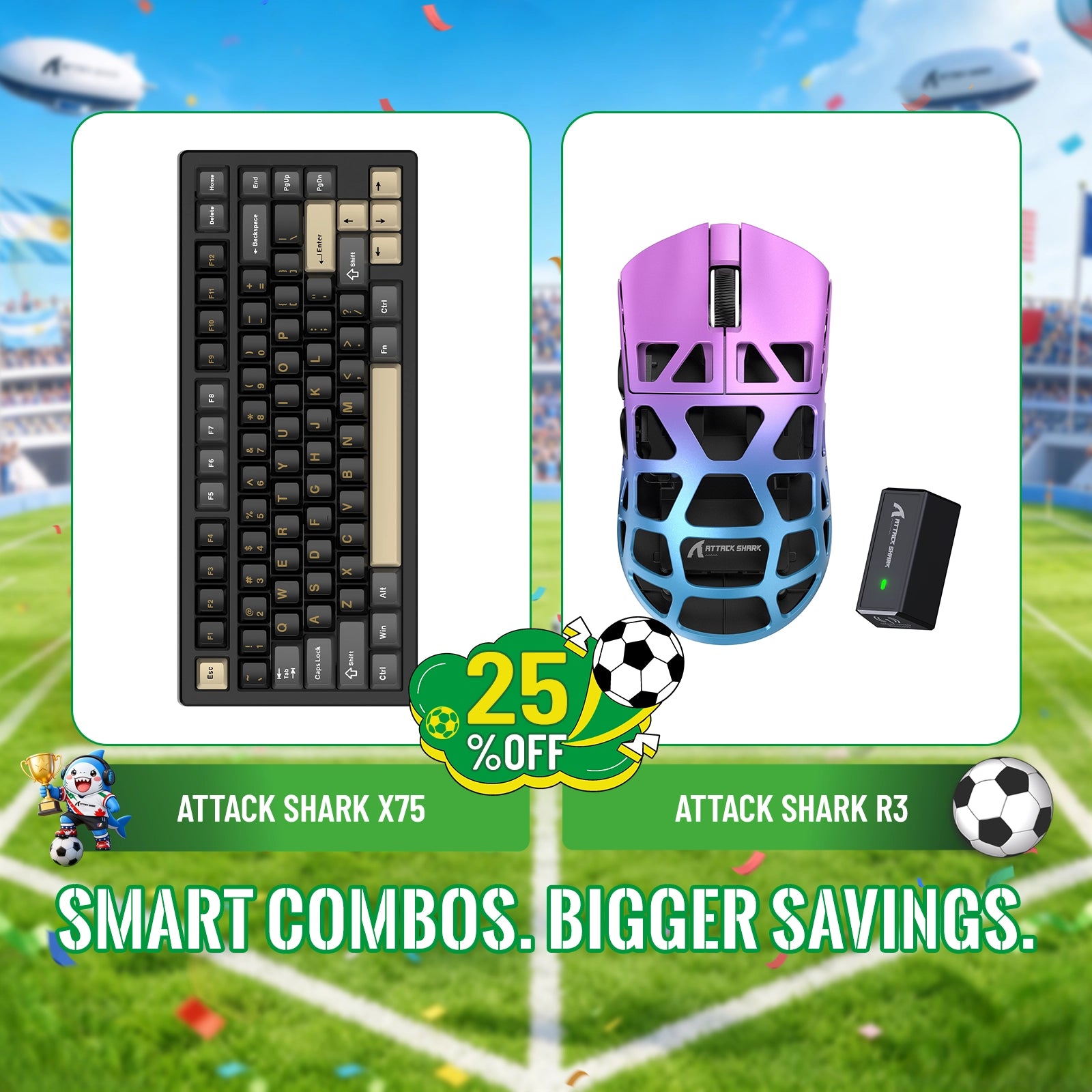ATTACK SHARK X75 Tastiera in Alluminio Completo + Mouse da Gaming in Lega di Magnesio R3 Bundle