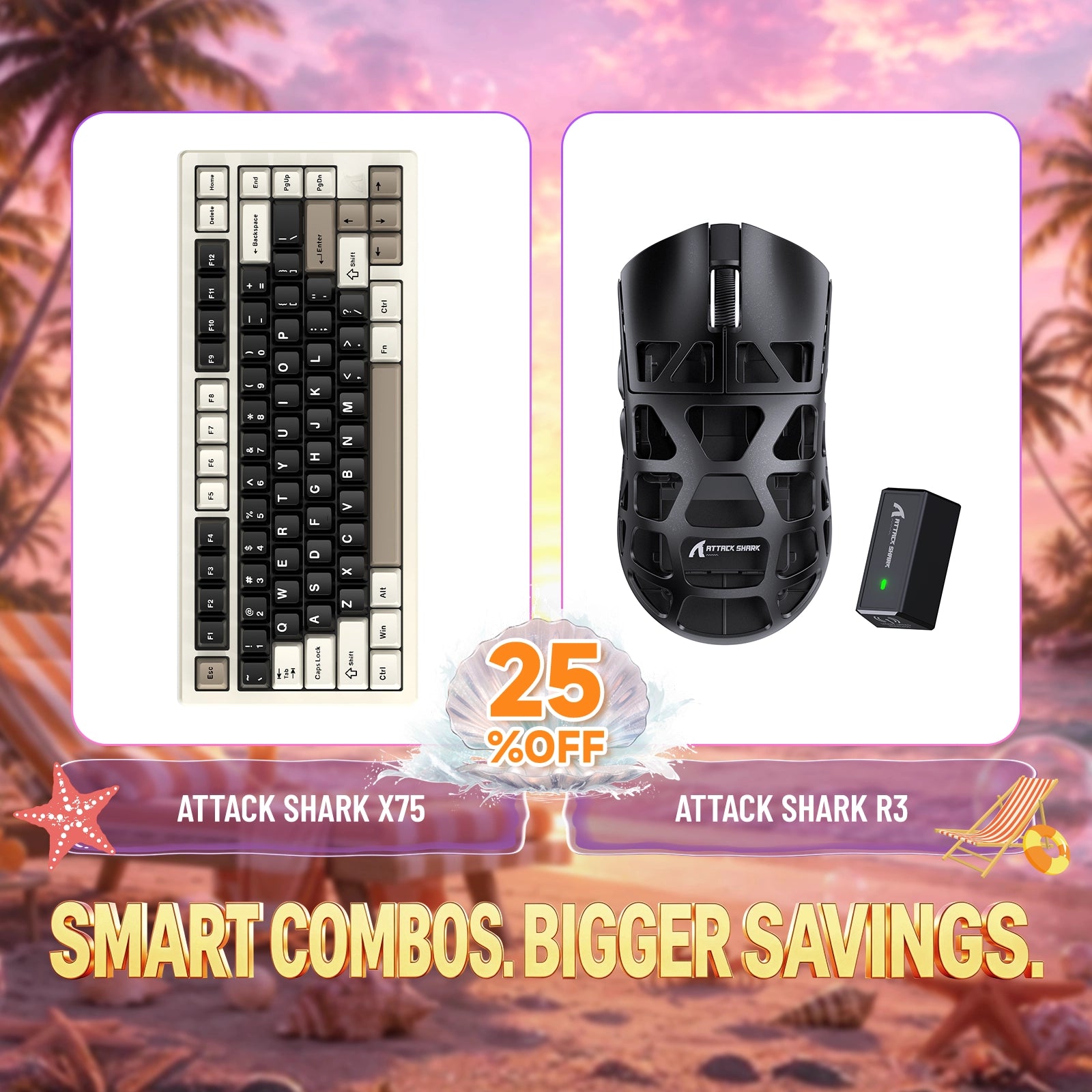 ATTACK SHARK X75 Tastiera in Alluminio Completo + Mouse da Gaming in Lega di Magnesio R3 Bundle