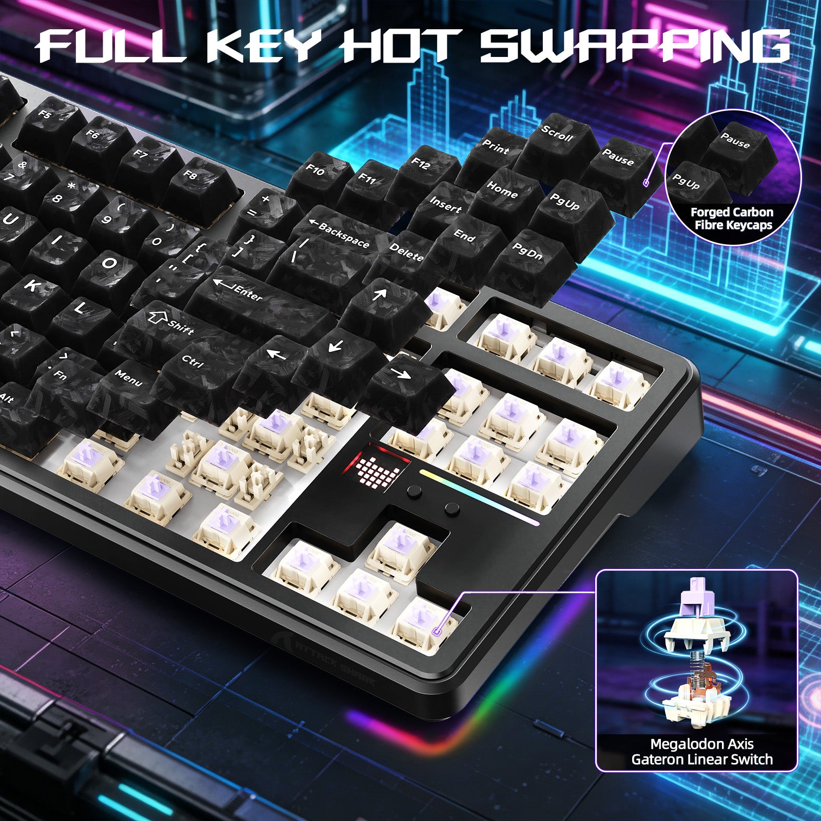 ATTACK SHARK X87 ULTRA Tastiera da gioco wireless con ricevitore 8KHz e cavo a spirale RGB