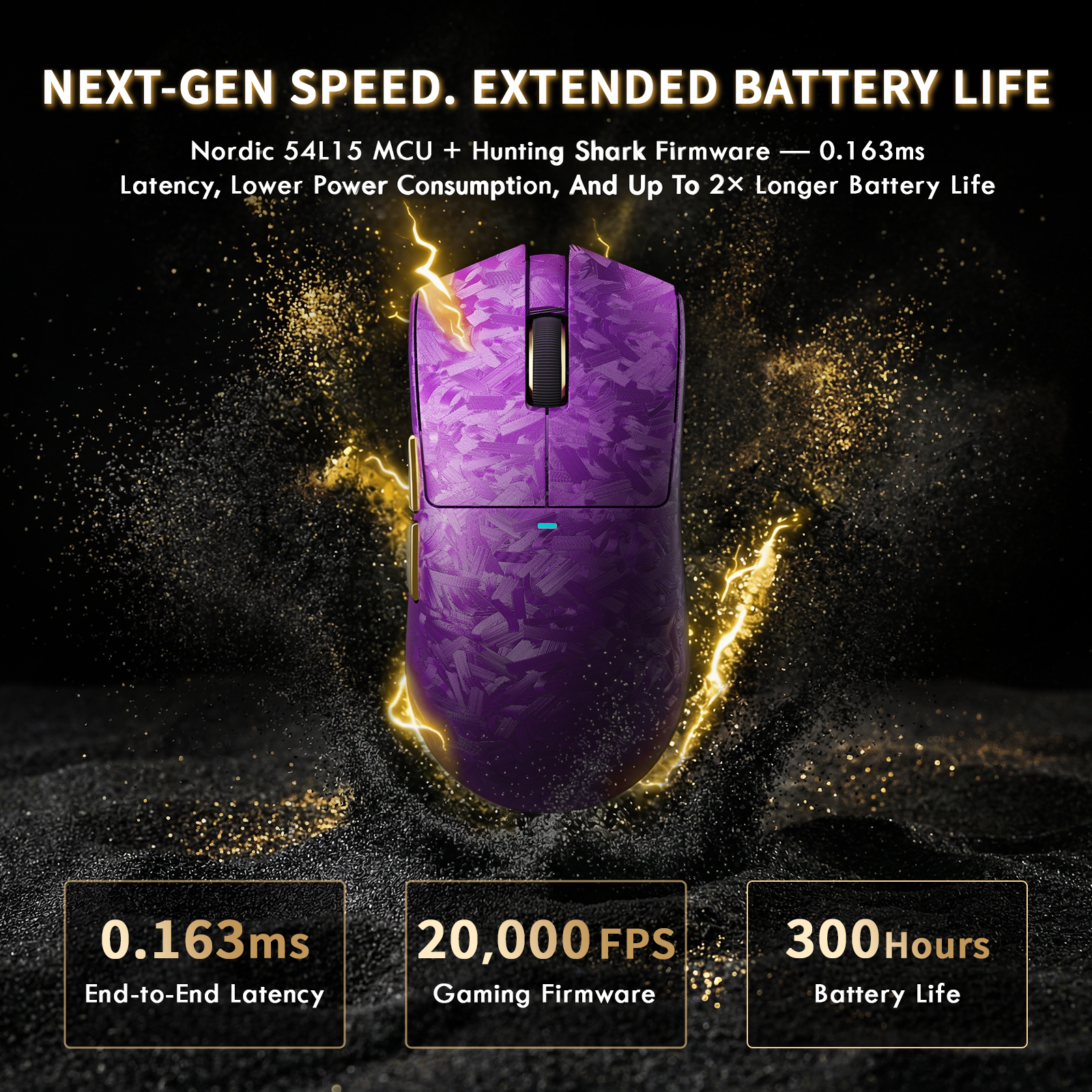 ATTACK SHARK X11 ULTRA Mouse da gioco wireless in fibra di carbonio con cavo LED Ultra C06