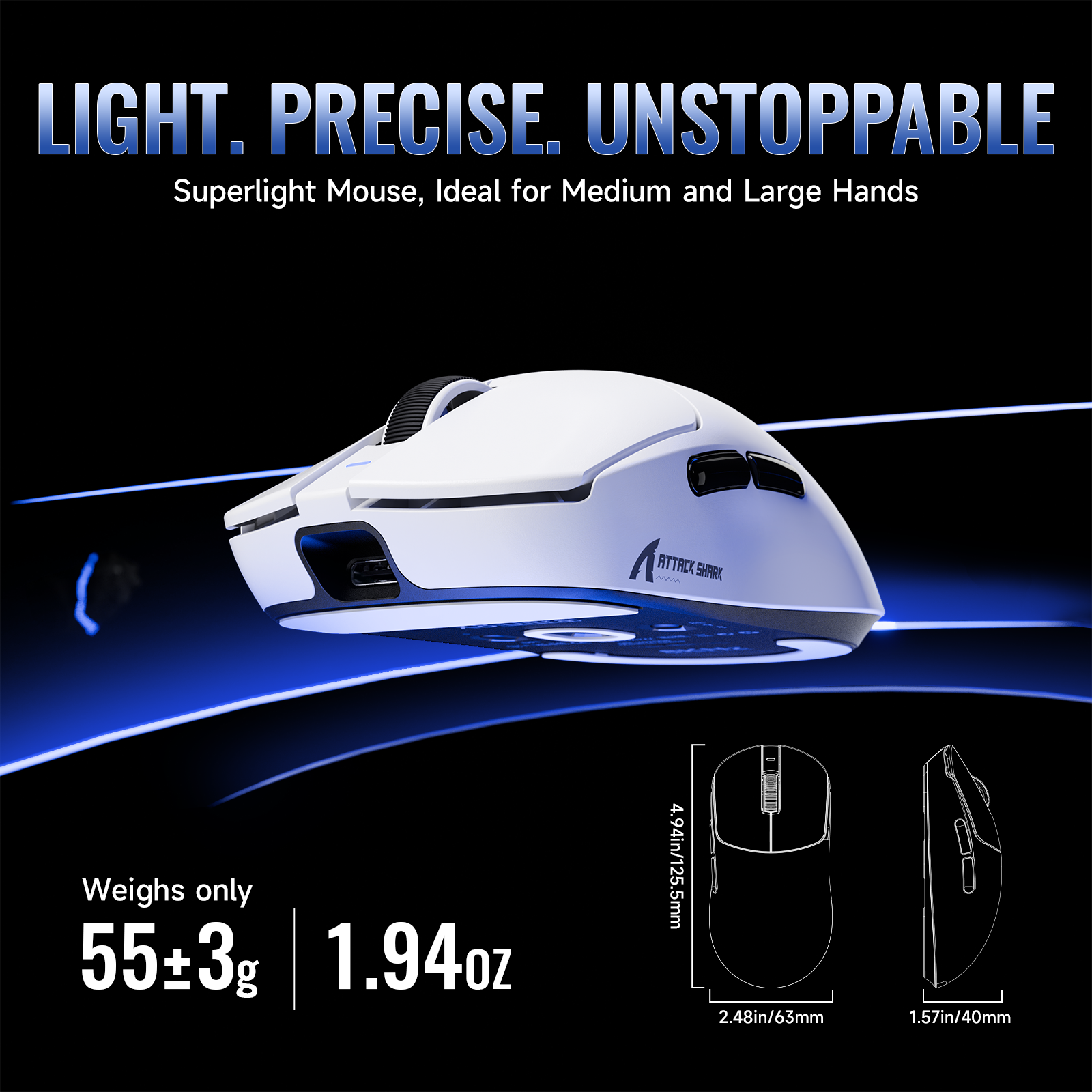 ATTACK SHARK X8 Series Mouse da Gioco Wireless Tri-mode Leggero