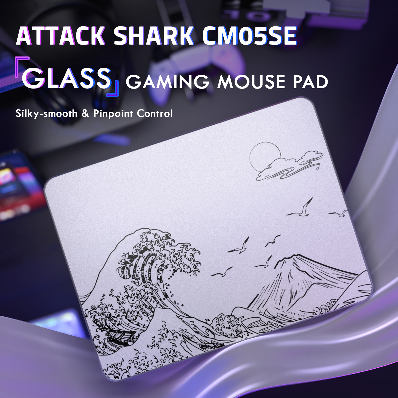 ATTACK SHARK CM05 Tappetino Gaming in Vetro Temperato