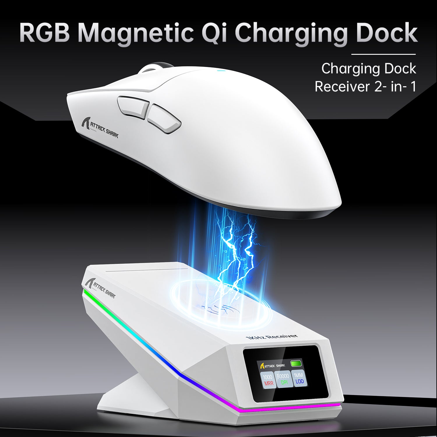 Mouse da gioco wireless ATTACK SHARK X11 PRO V2 con display TFT, dock di ricarica e cavo a spirale C06