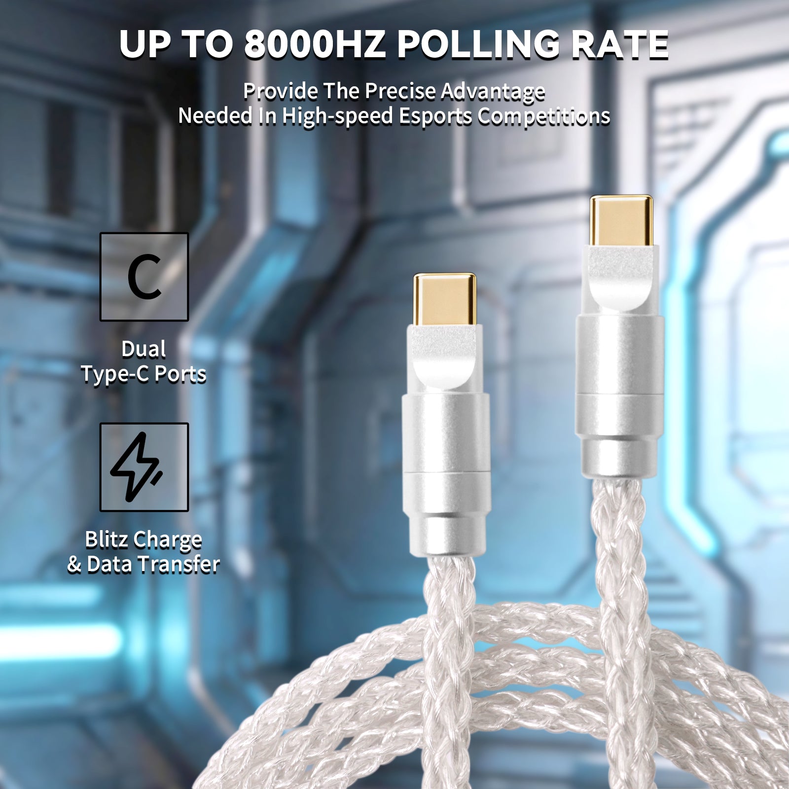ATTACK SHARK C07 PRO Cavo 2-in-1 Type C per tastiera/mouse da gioco 8KHz