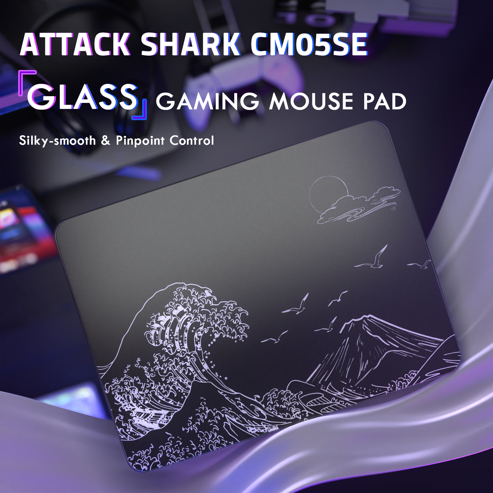 ATTACK SHARK CM05 Tappetino Gaming in Vetro Temperato