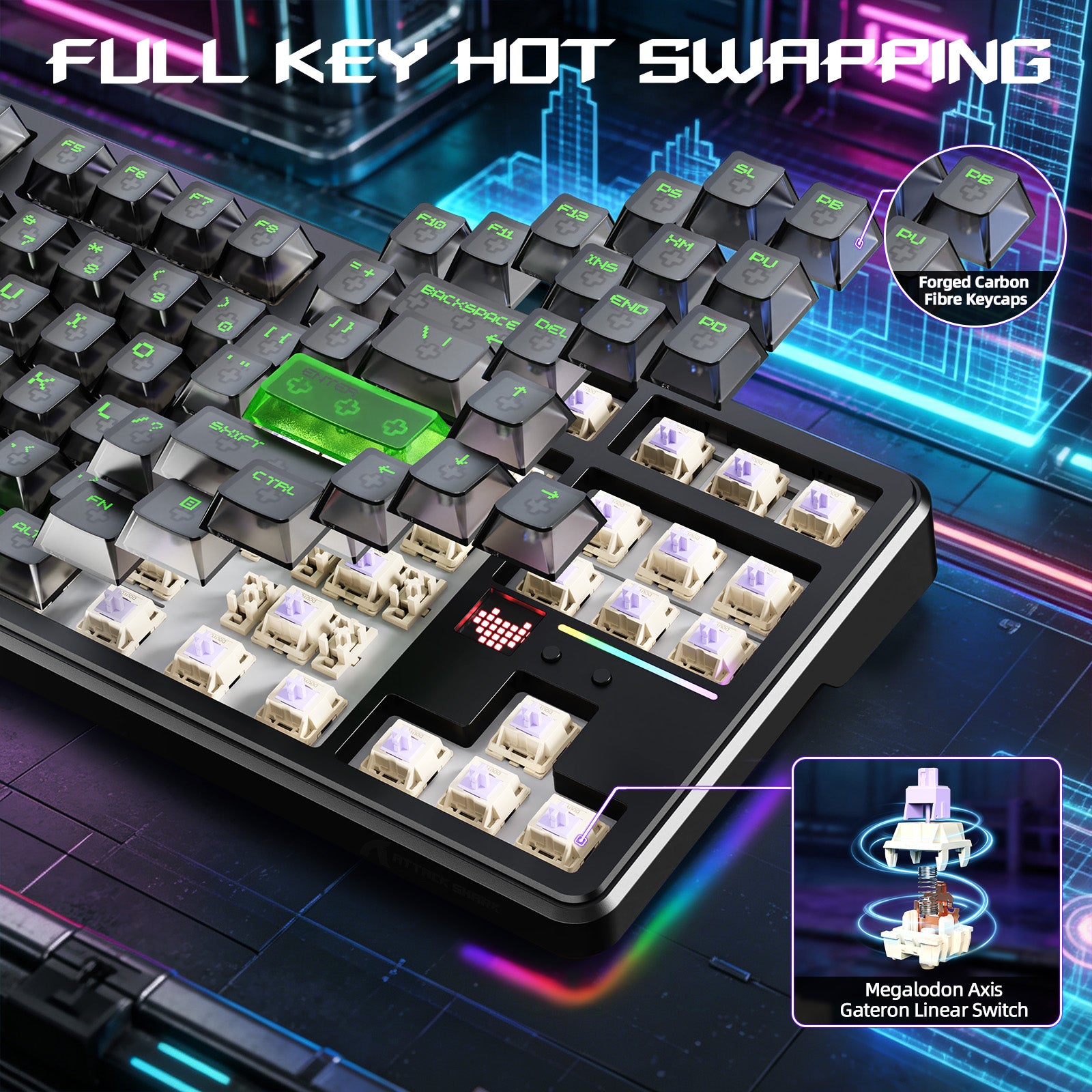 ATTACK SHARK X87 ULTRA Tastiera da gioco wireless con ricevitore 8KHz e cavo a spirale RGB