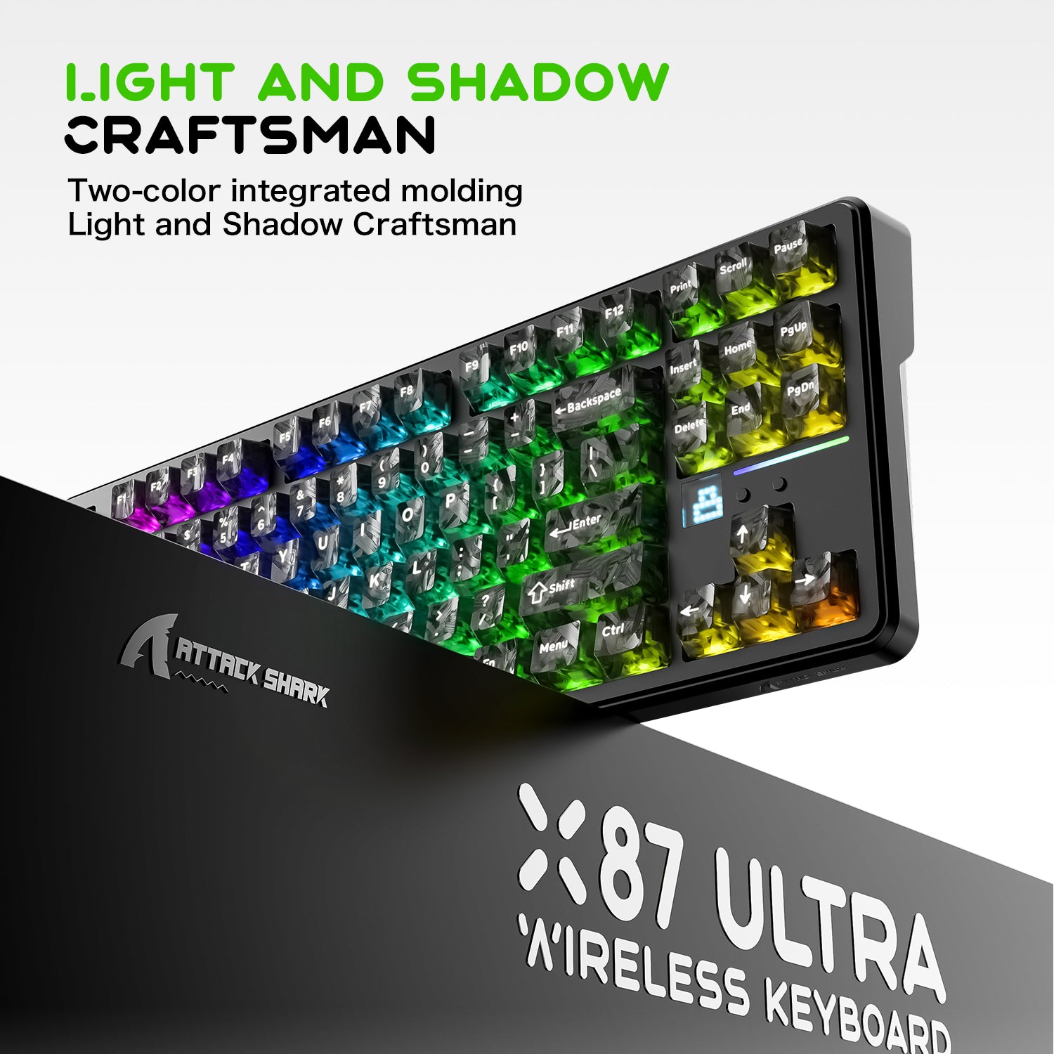 Tastiera Gaming Wireless ATTACK SHARK X87 ULTRA con Ricevitore da 8KHz e Cavo a Spirale RGB