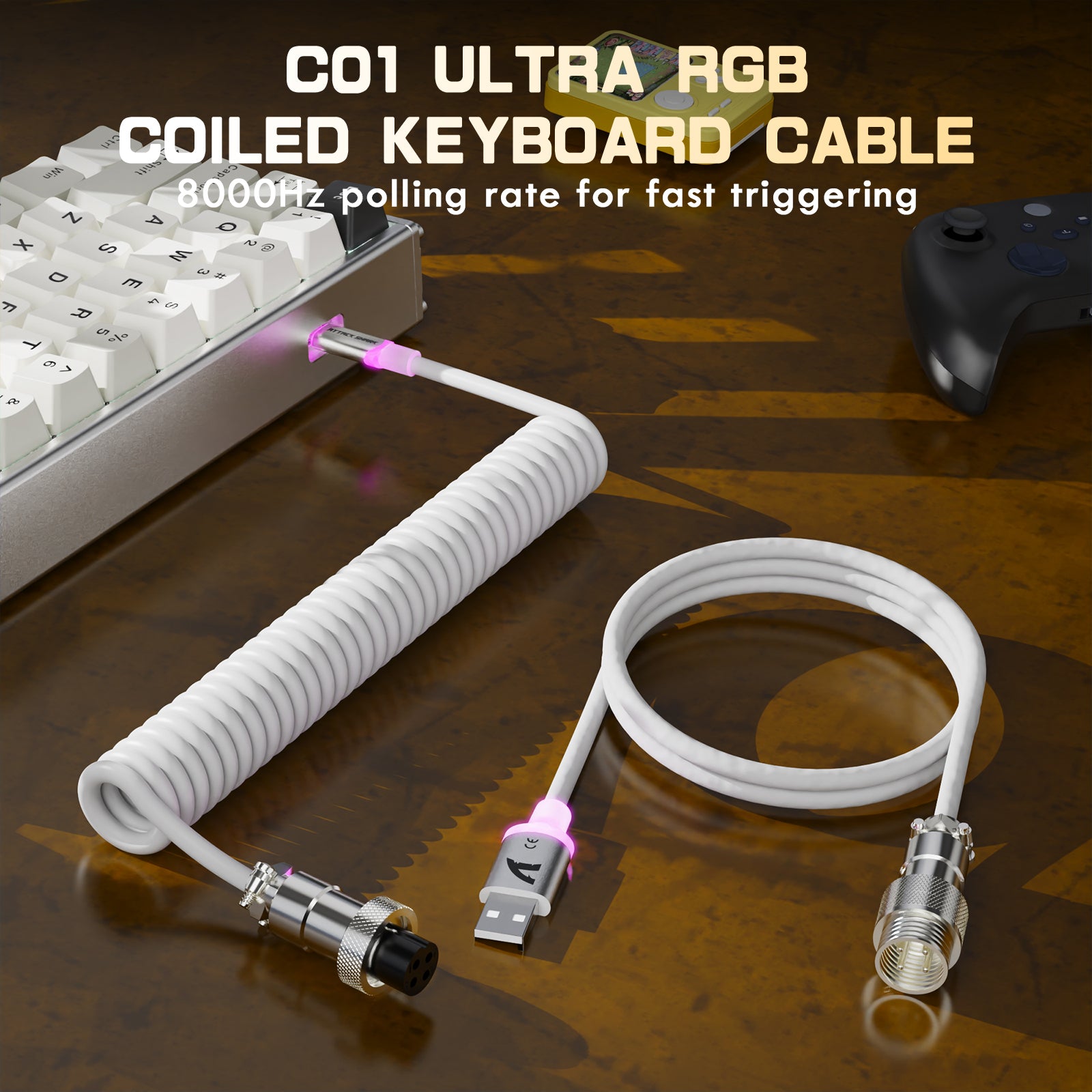 ATTACK SHARK X68MAX HE Tastiera CNC in Alluminio Rapid Trigger con Switch Magnetico e Cavo a Molla RGB C01Ultra