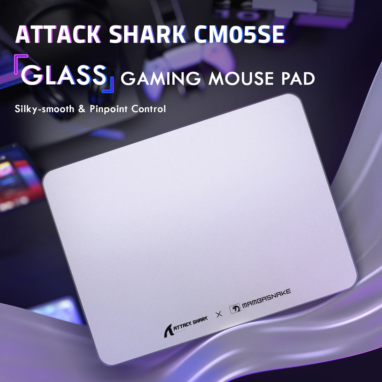 ATTACK SHARK CM05 Tappetino Gaming in Vetro Temperato