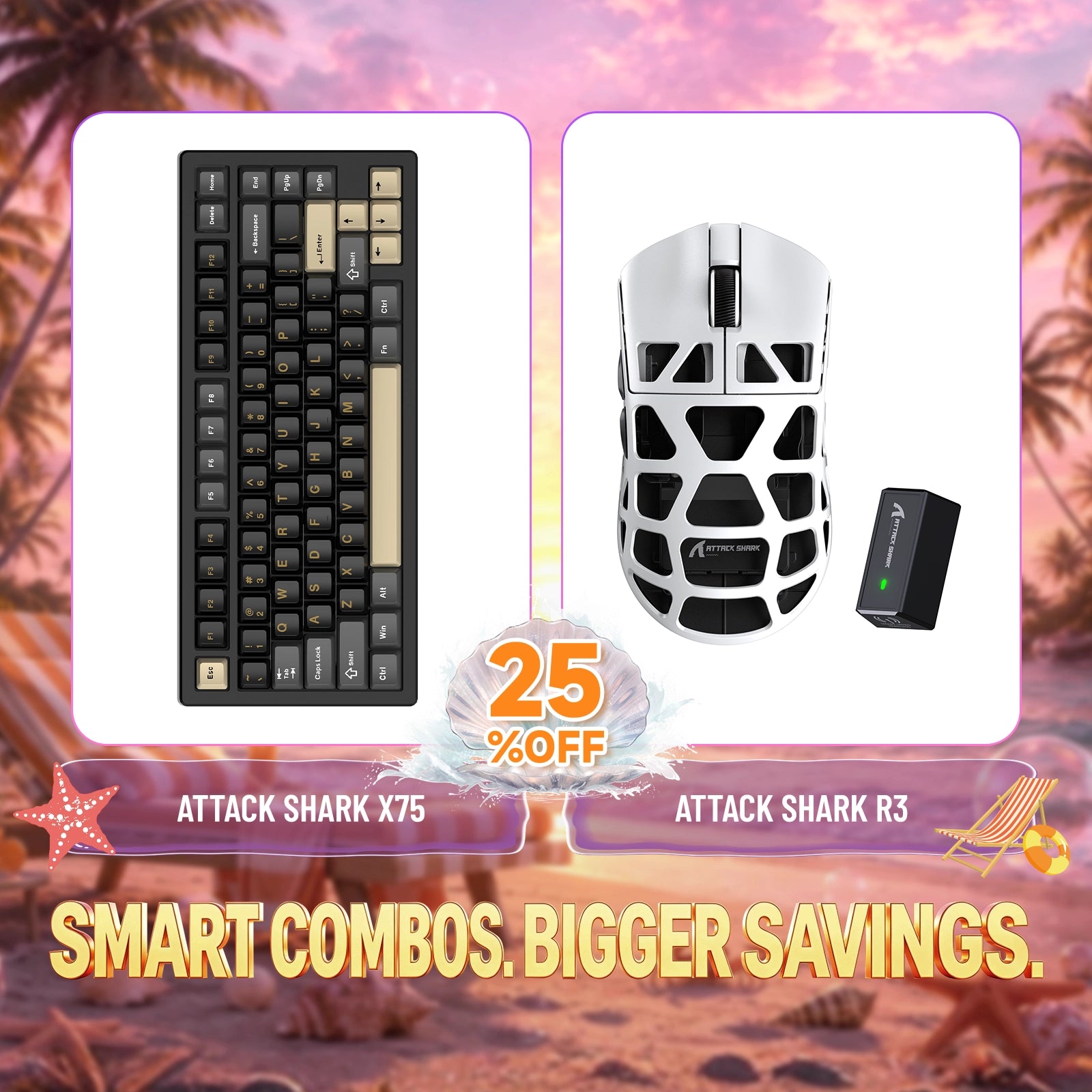 ATTACK SHARK X75 Tastiera in Alluminio Completo + Mouse da Gaming in Lega di Magnesio R3 Bundle