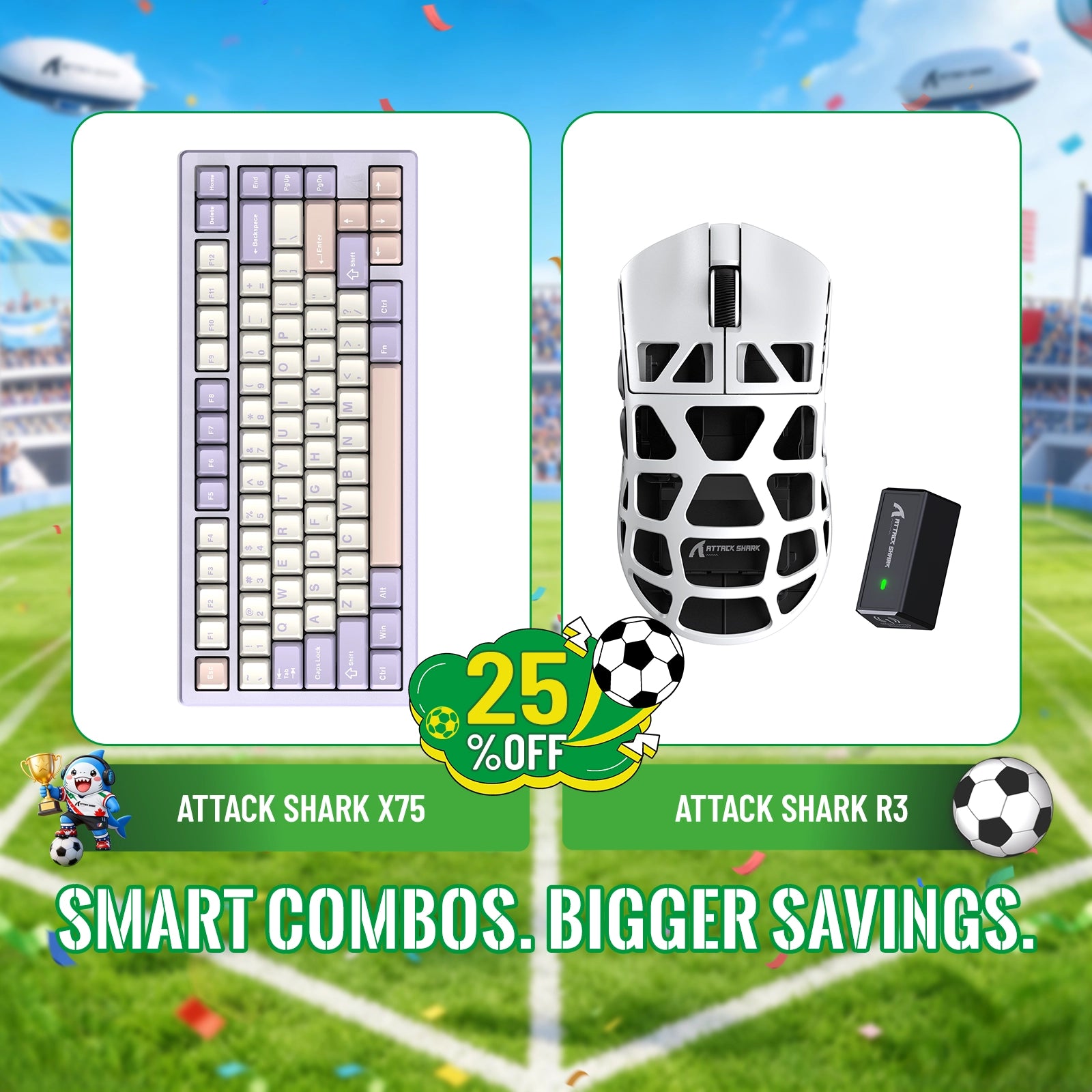 ATTACK SHARK X75 Tastiera in Alluminio Completo + Mouse da Gaming in Lega di Magnesio R3 Bundle