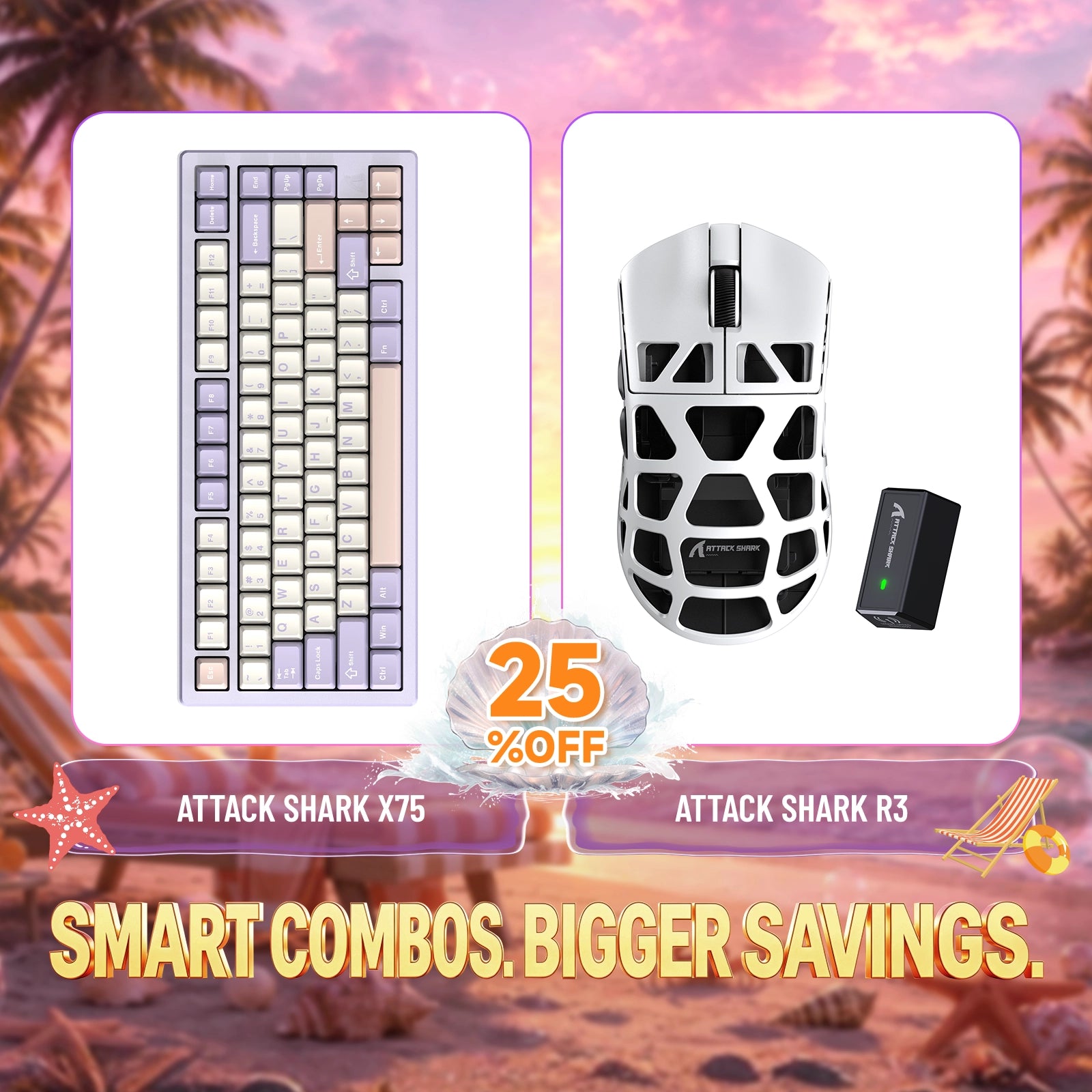 ATTACK SHARK X75 Tastiera in Alluminio Completo + Mouse da Gaming in Lega di Magnesio R3 Bundle