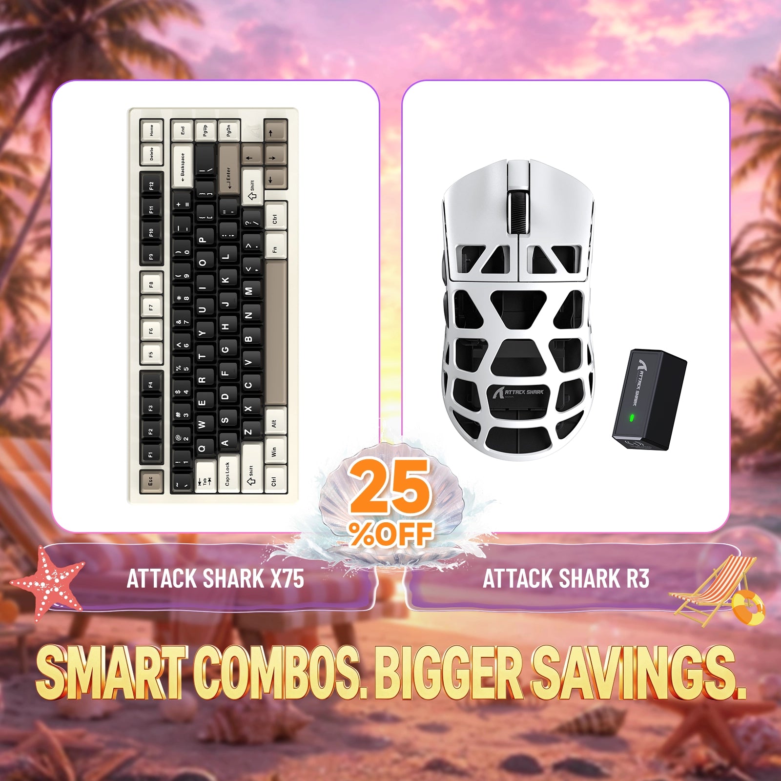 ATTACK SHARK X75 Tastiera in Alluminio Completo + Mouse da Gaming in Lega di Magnesio R3 Bundle