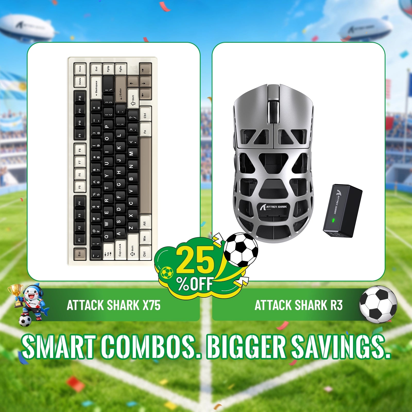 ATTACK SHARK X75 Tastiera in Alluminio Completo + Mouse da Gaming in Lega di Magnesio R3 Bundle