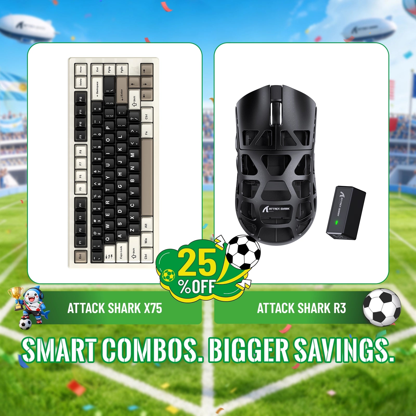ATTACK SHARK X75 Tastiera in Alluminio Completo + Mouse da Gaming in Lega di Magnesio R3 Bundle