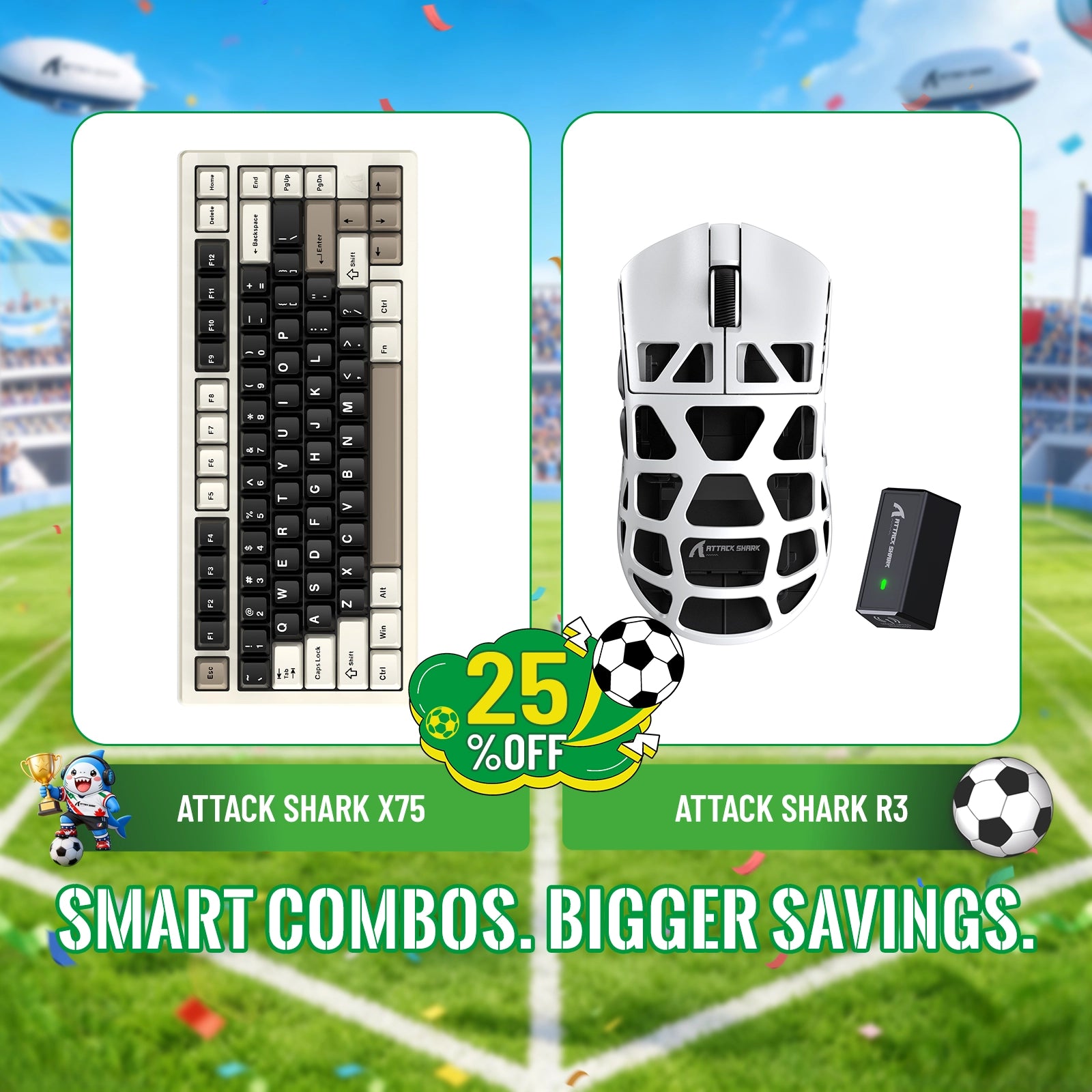 ATTACK SHARK X75 Tastiera in Alluminio Completo + Mouse da Gaming in Lega di Magnesio R3 Bundle