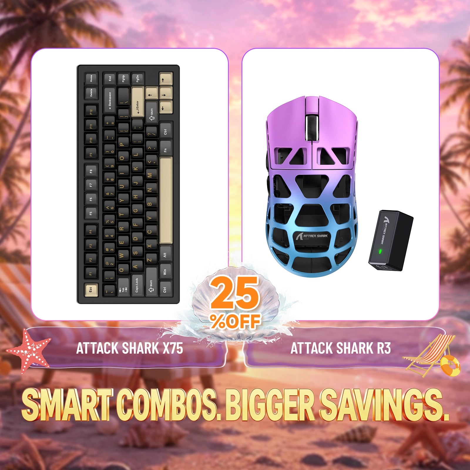 ATTACK SHARK X75 Tastiera in Alluminio Completo + Mouse da Gaming in Lega di Magnesio R3 Bundle