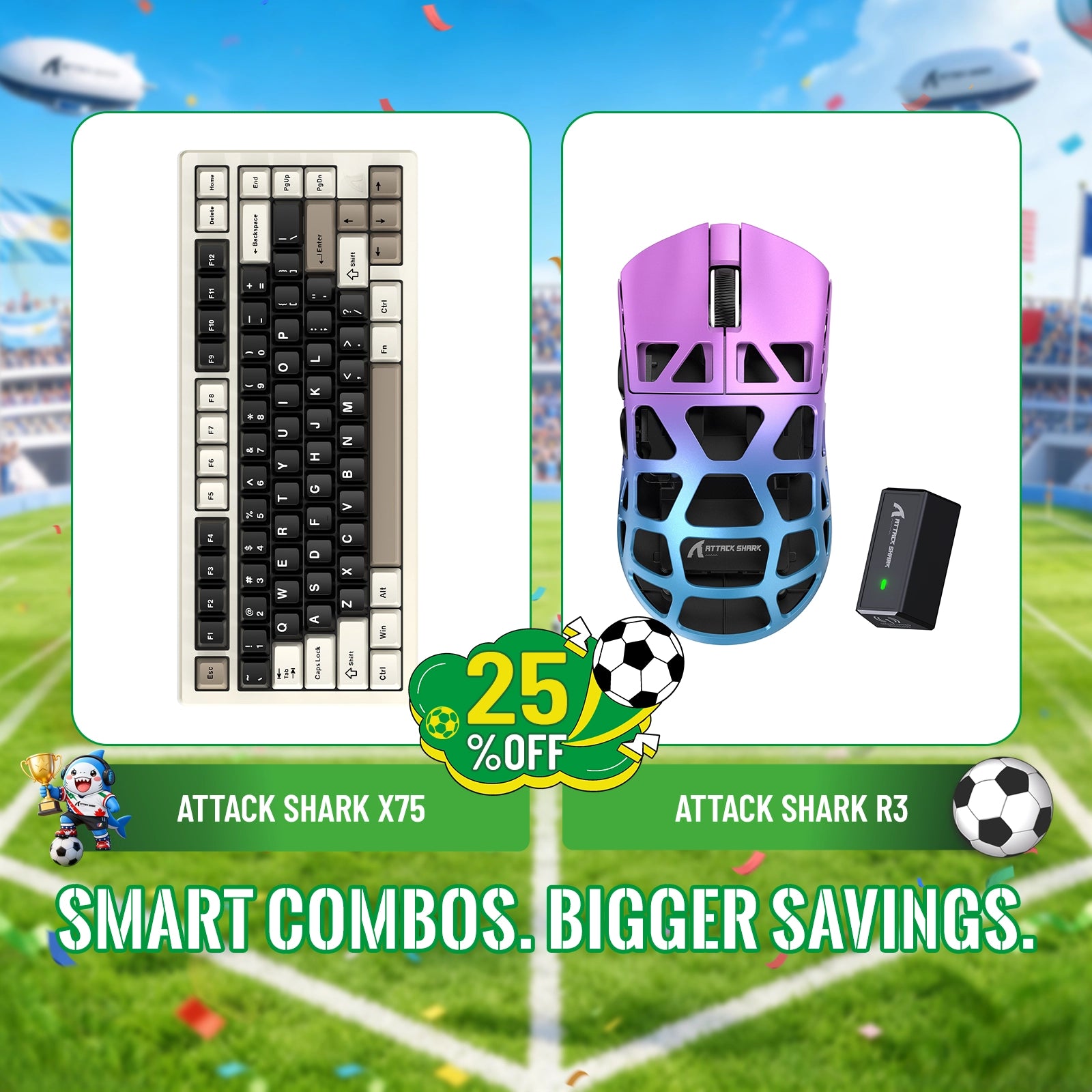 ATTACK SHARK X75 Tastiera in Alluminio Completo + Mouse da Gaming in Lega di Magnesio R3 Bundle
