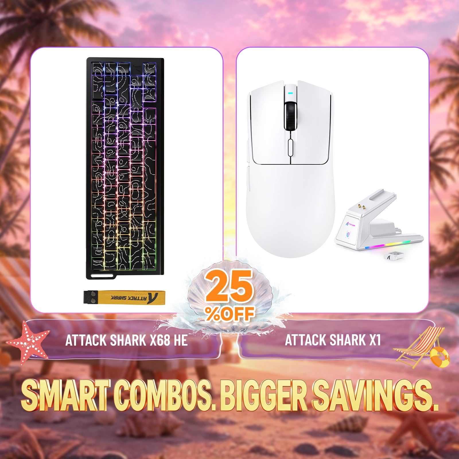 ATTACK SHARK X68HE Tastiera Rapid Trigger + Mouse da Gaming Wireless X1 Bundle
