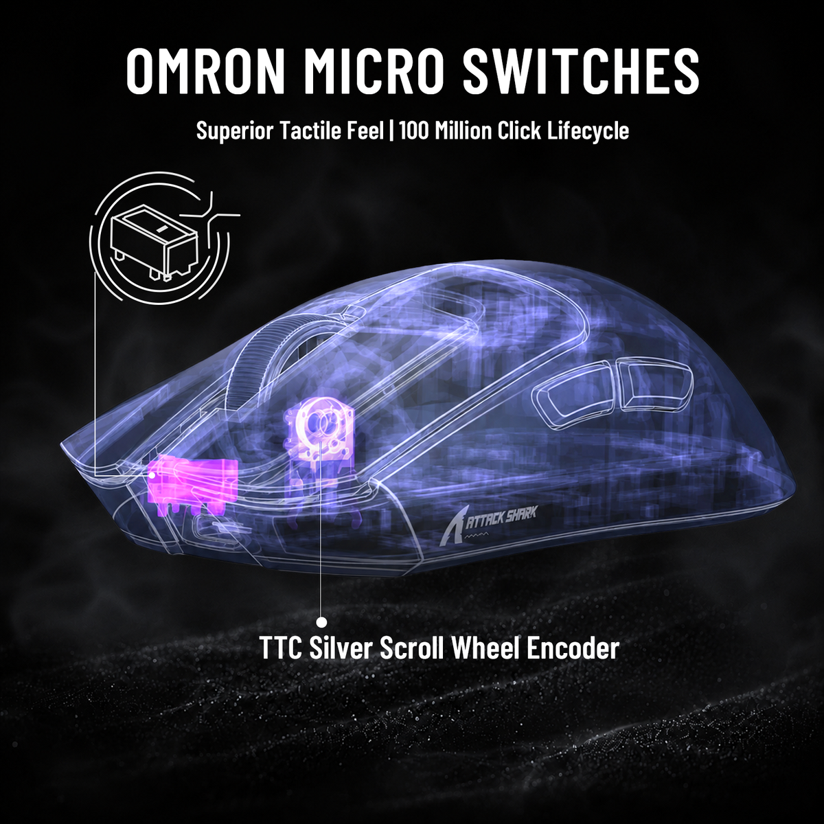Mouse da gioco wireless ATTACK SHARK X11 PRO V2 con display TFT, dock di ricarica e cavo a spirale C06