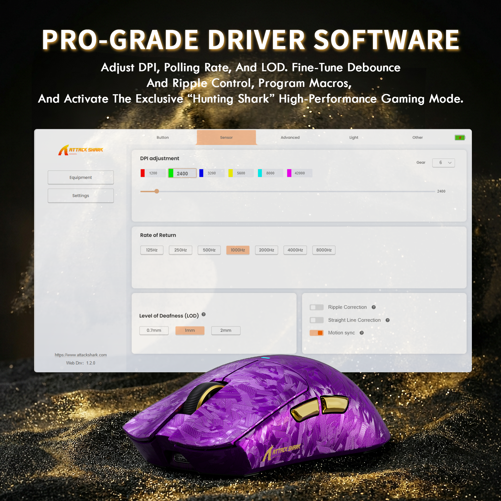 Mouse da gioco wireless ATTACK SHARK X11 ULTRA in fibra di carbonio con cavo LED C06 Ultra