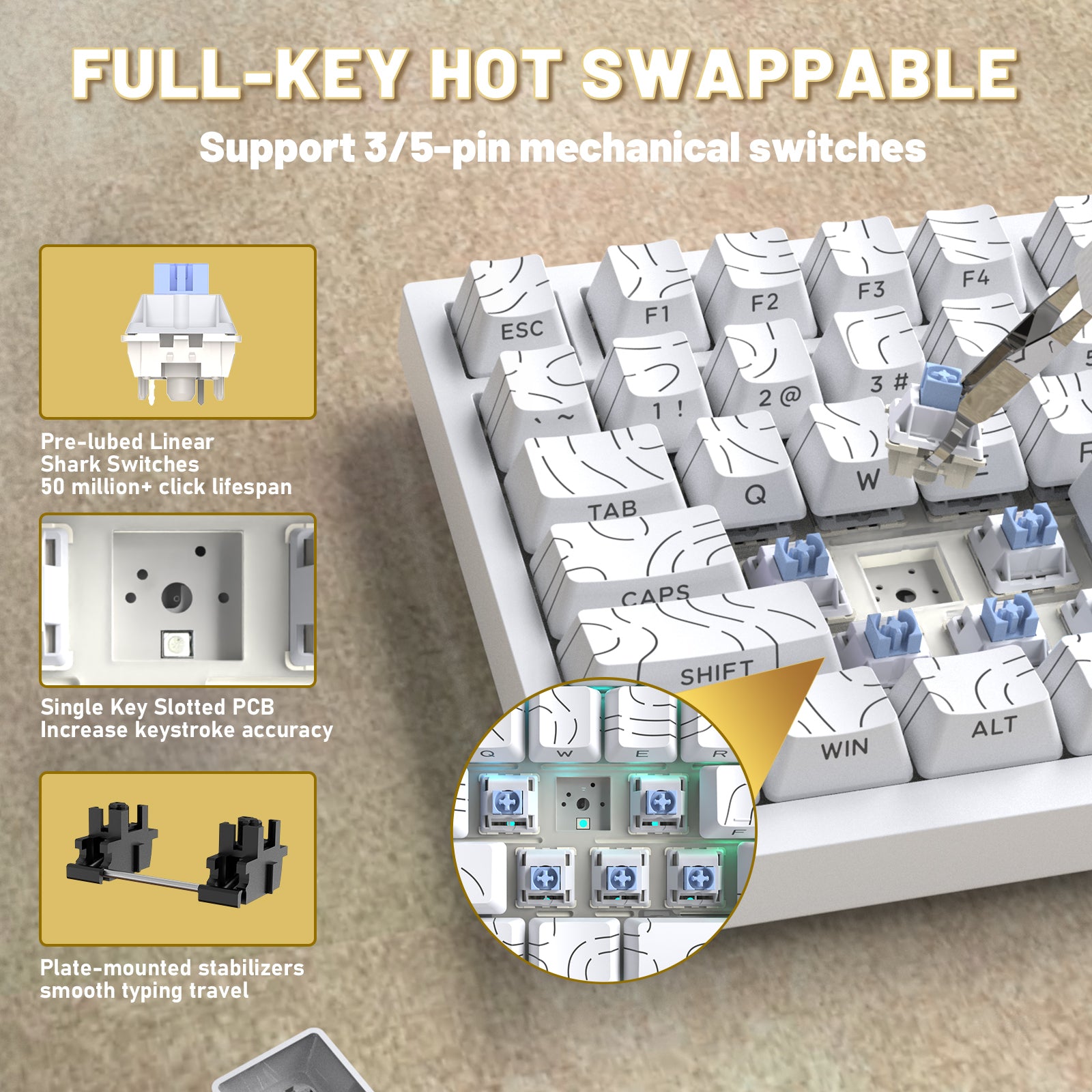 Tastiera meccanica ATTACK SHARK X820ULTRA con cavo a spirale C01ULTRA