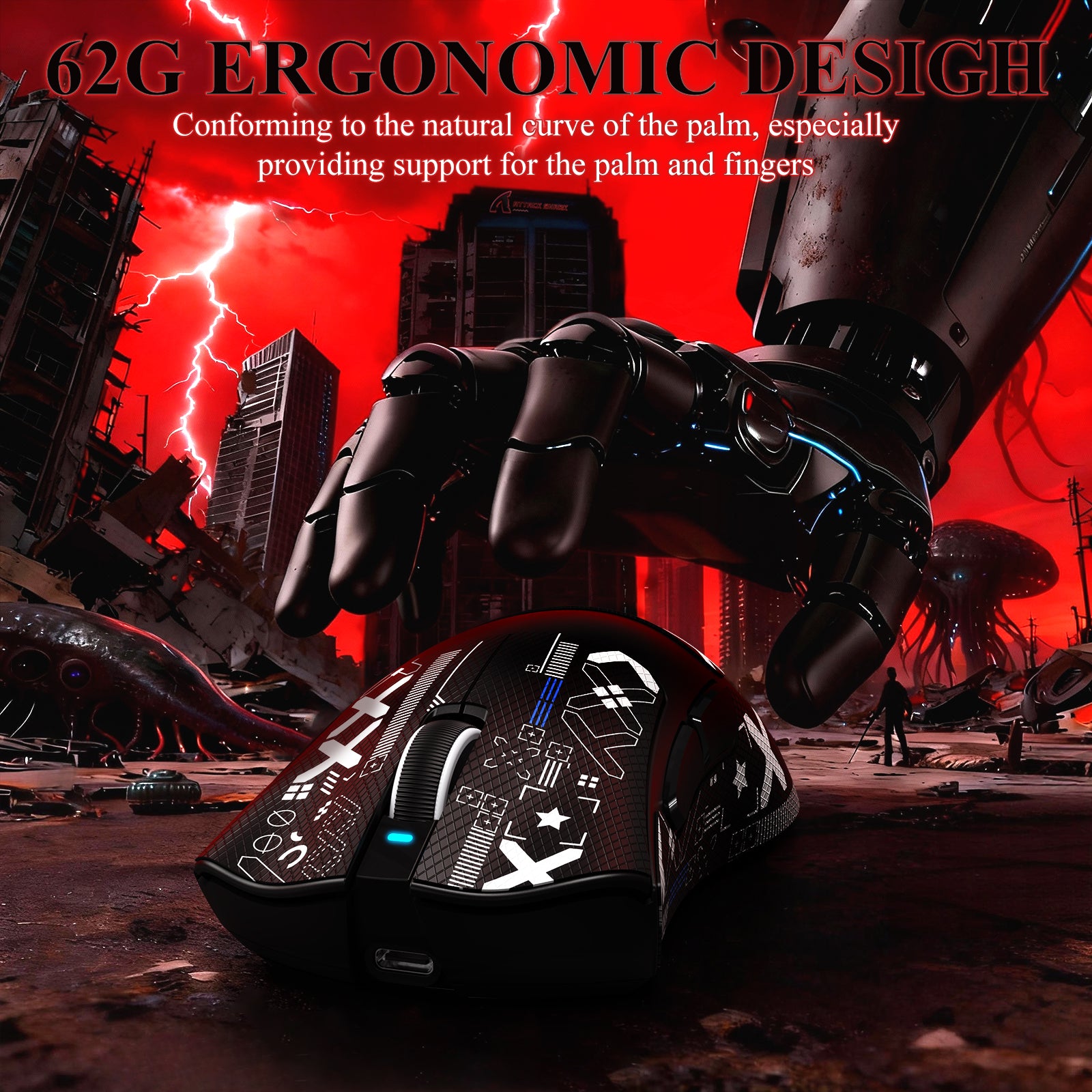 ATTACK SHARK V3PRO Mouse da Gioco Tri-Mode Ultra-Leggero con Dock di Ricarica