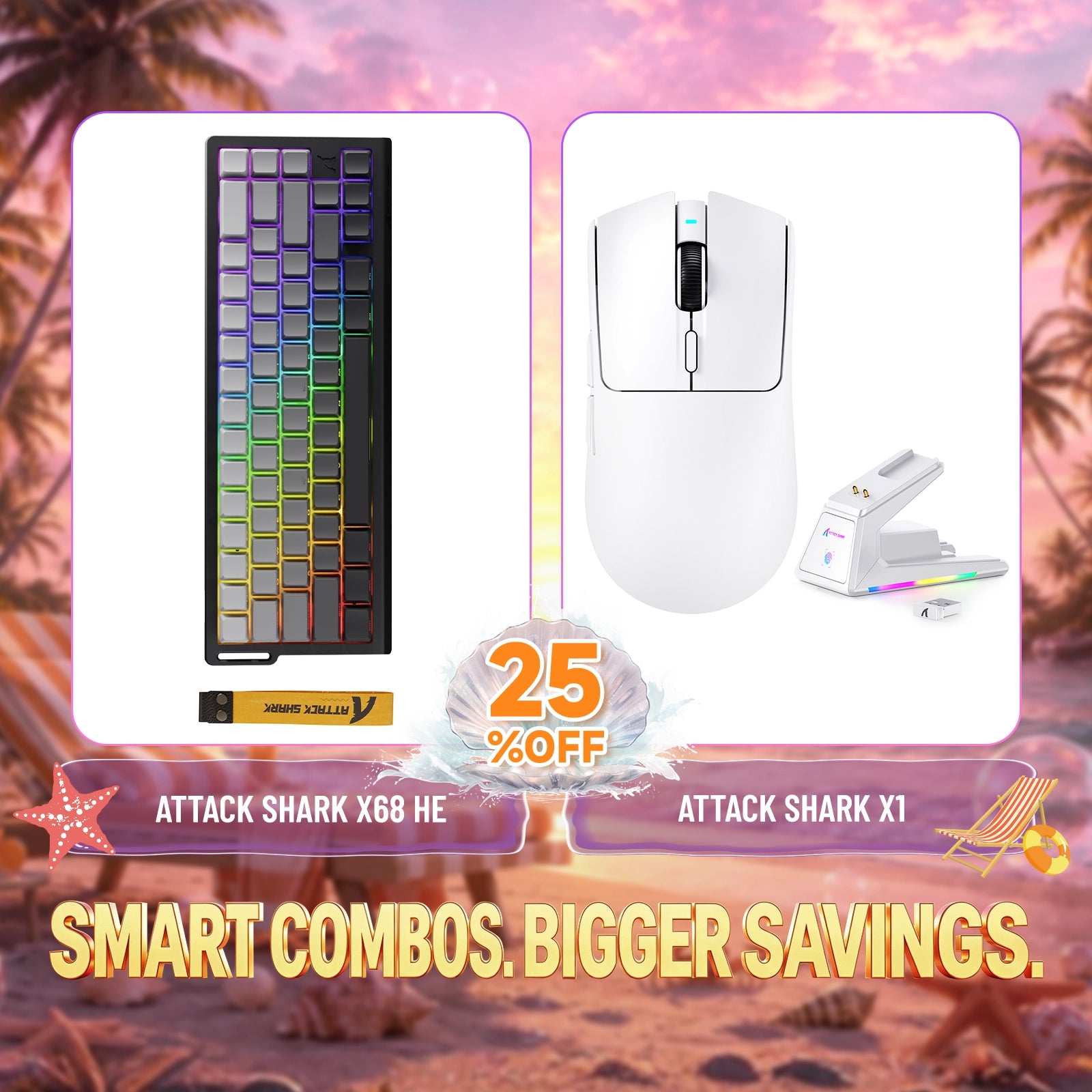 ATTACK SHARK X68HE Tastiera Rapid Trigger + Mouse da Gaming Wireless X1 Bundle