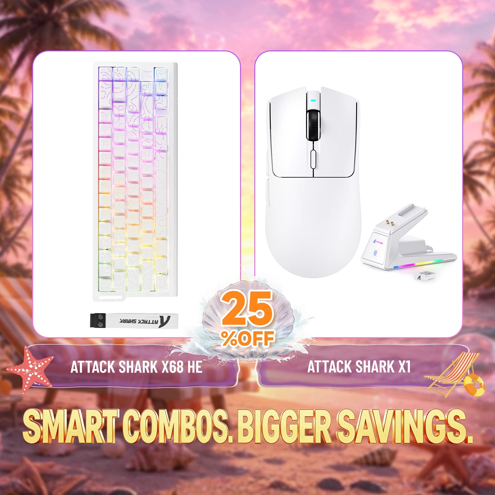 ATTACK SHARK X68HE Tastiera Rapid Trigger + Mouse da Gaming Wireless X1 Bundle